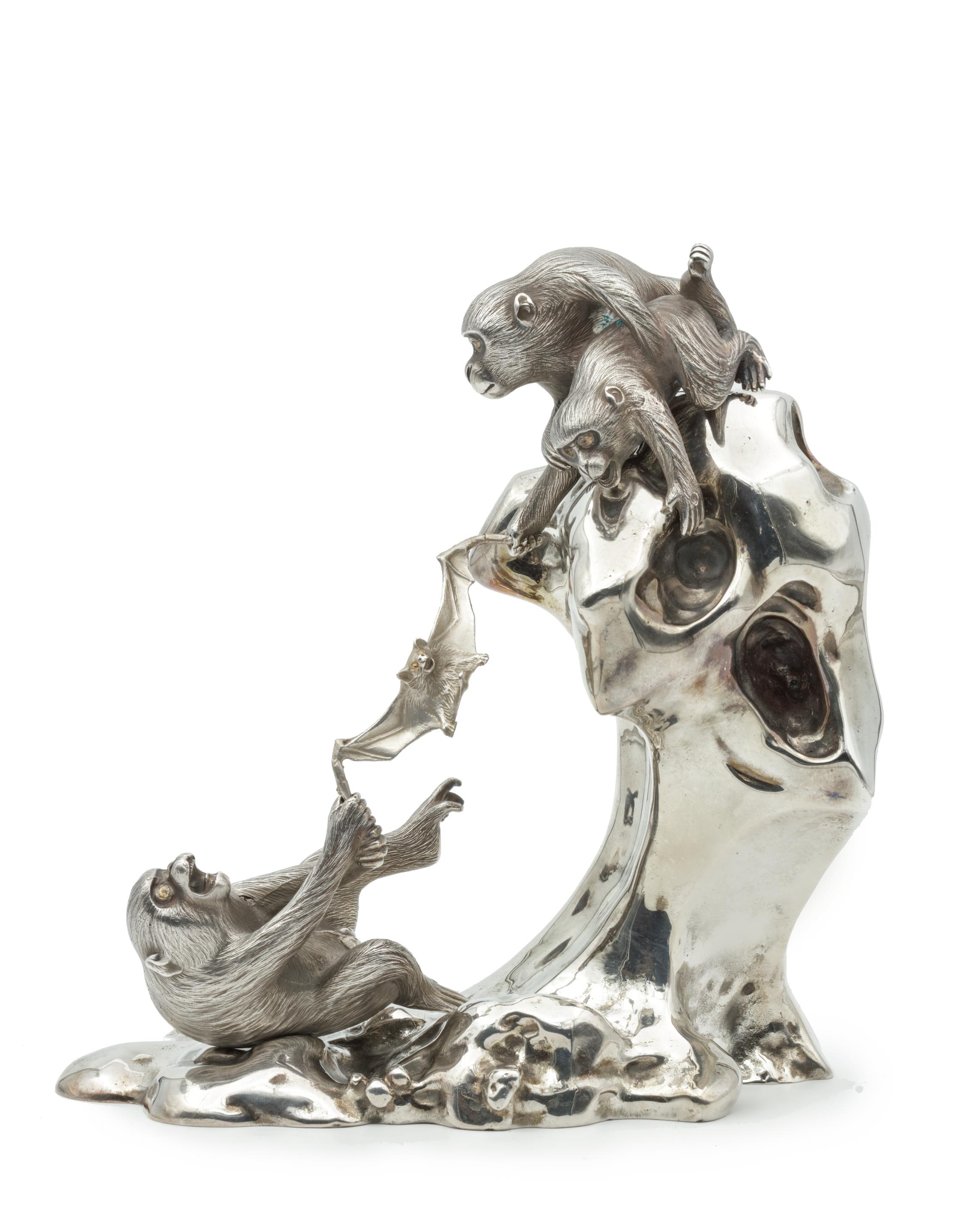売れ筋がひクリスマスプレゼント！ JOUN OSHIMA : Bonhams (1858-1940) (Table Okimono Silver A 小物