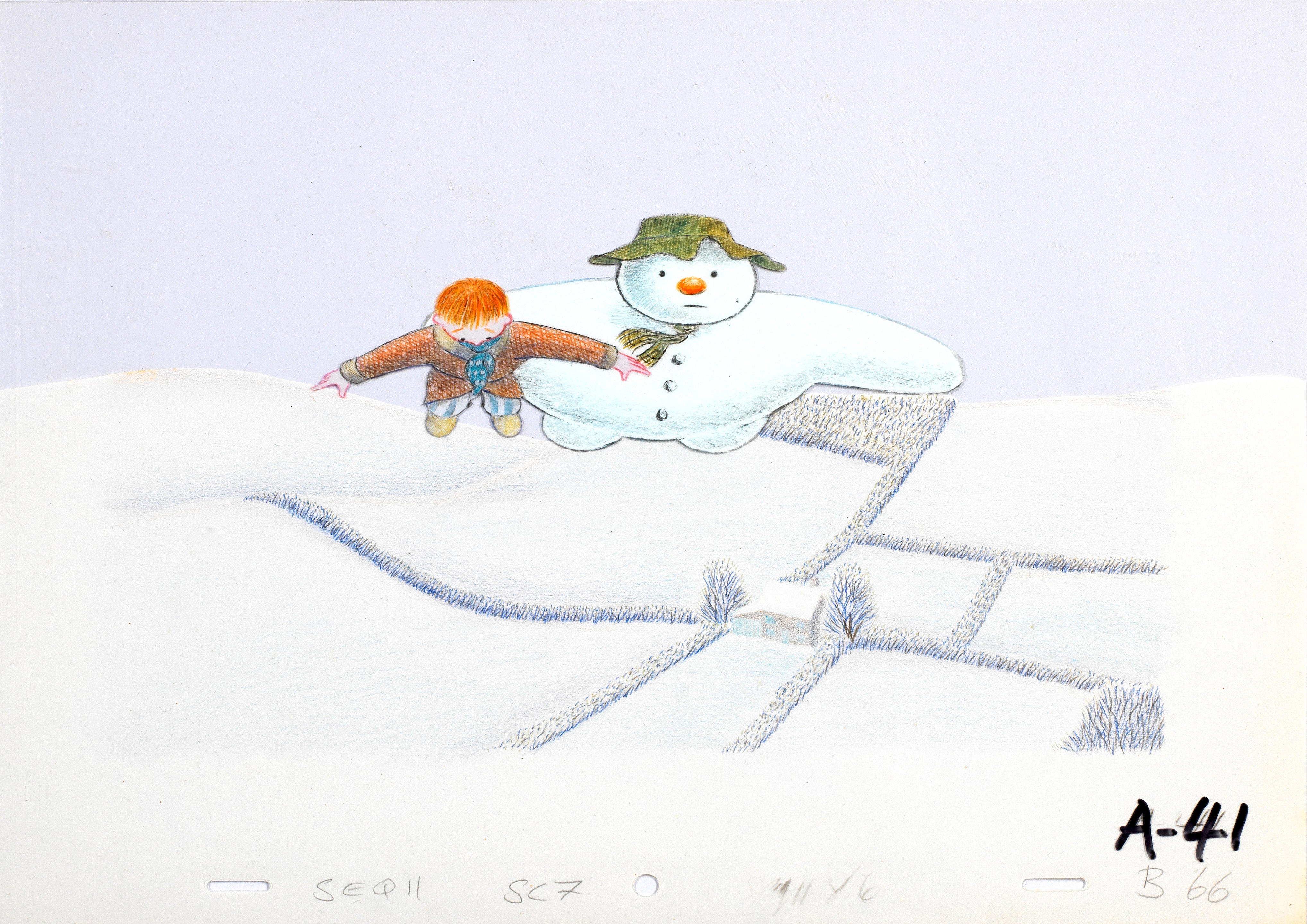 Bonhams The Snowman An Original Animation Cel Of The Snowman And James Flying Film4 8808