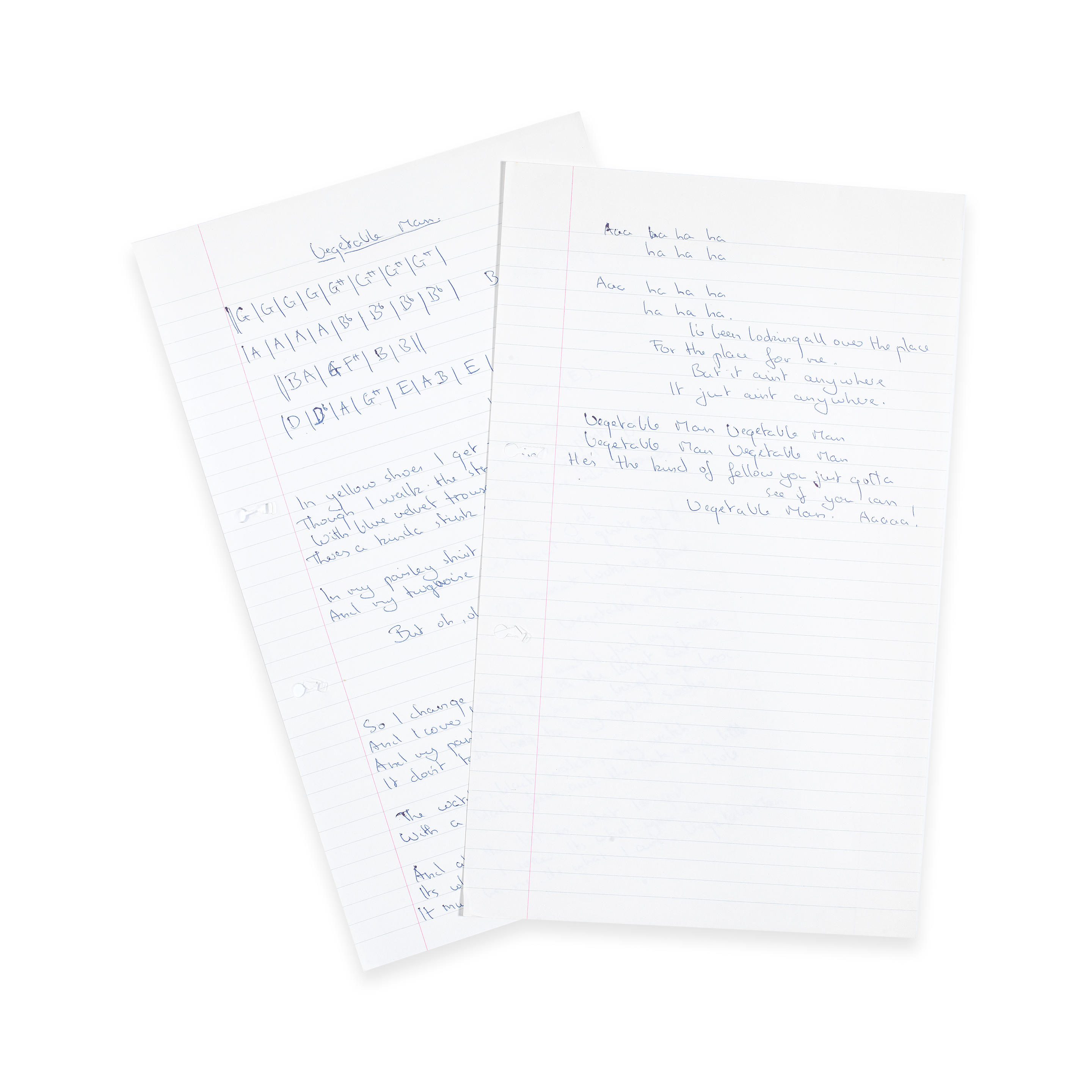 Phil Collins – Handwritten Lyrics For “Another Day In Paradise