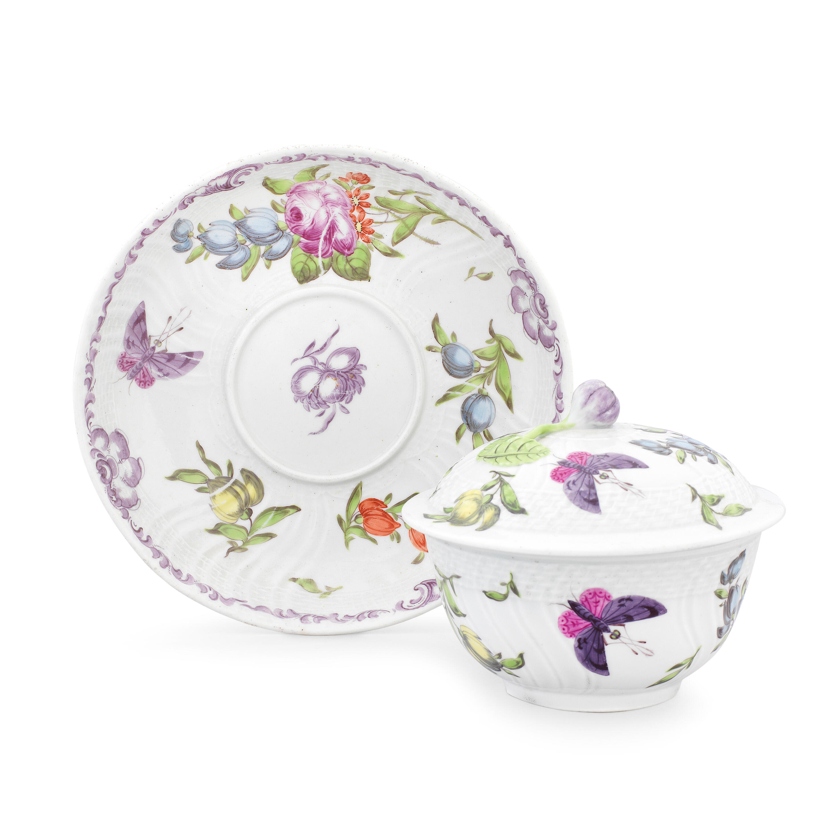 Bonhams A rare Worcester broth bowl or ecuelle, cover and stand