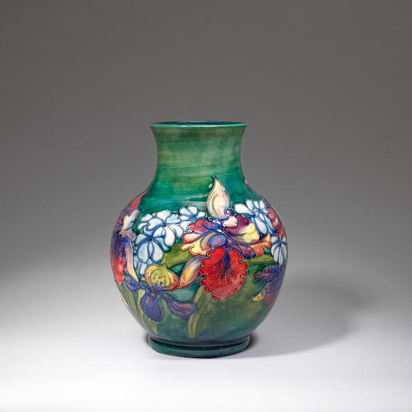 Bonhams : Walter Moorcroft 'Orchid' vase, circa 1945