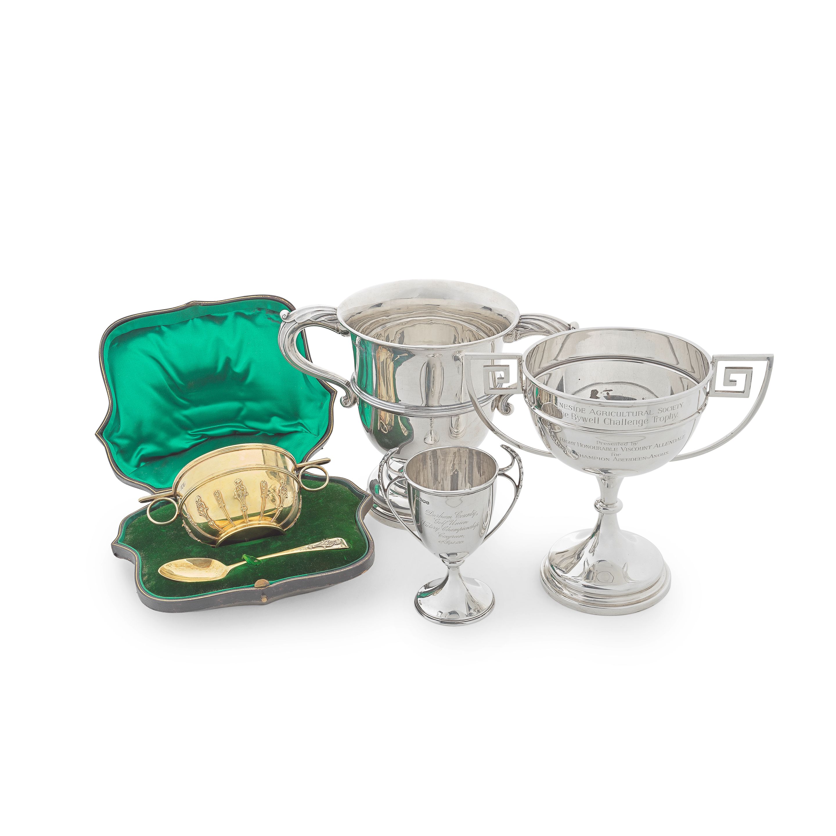 Bonhams THREE TWOHANDLED PRESENTATION CUPS The largest by Walker and