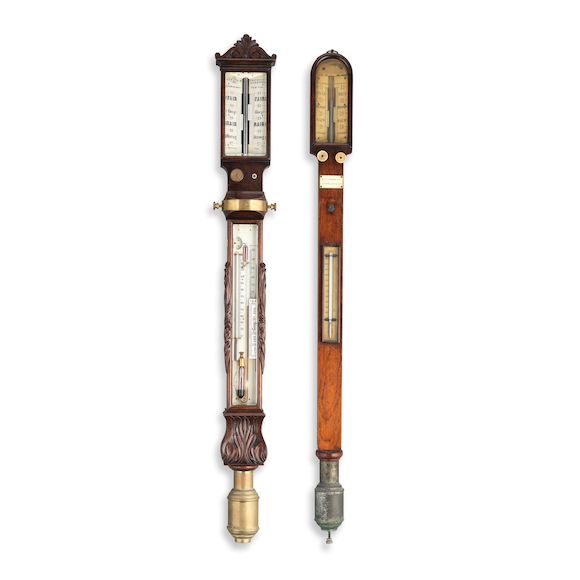 Barometer First Design Bonhams : A 19th century rosewood marine barometer and a similar period ...