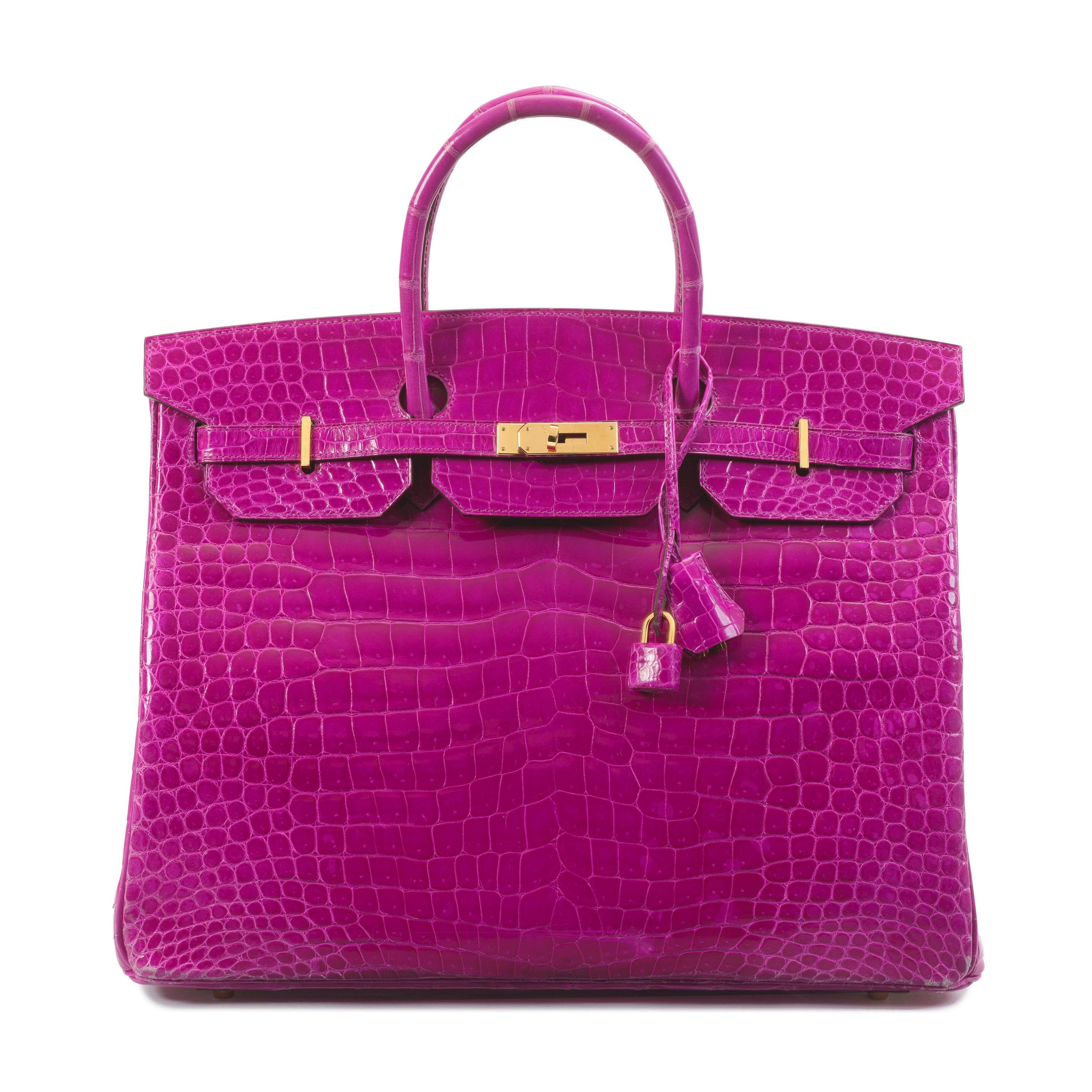 Hermès: A Shiny Rose Scheherazade Porosus Crocodile Birkin 40 2015  (includes Padlock, Keys