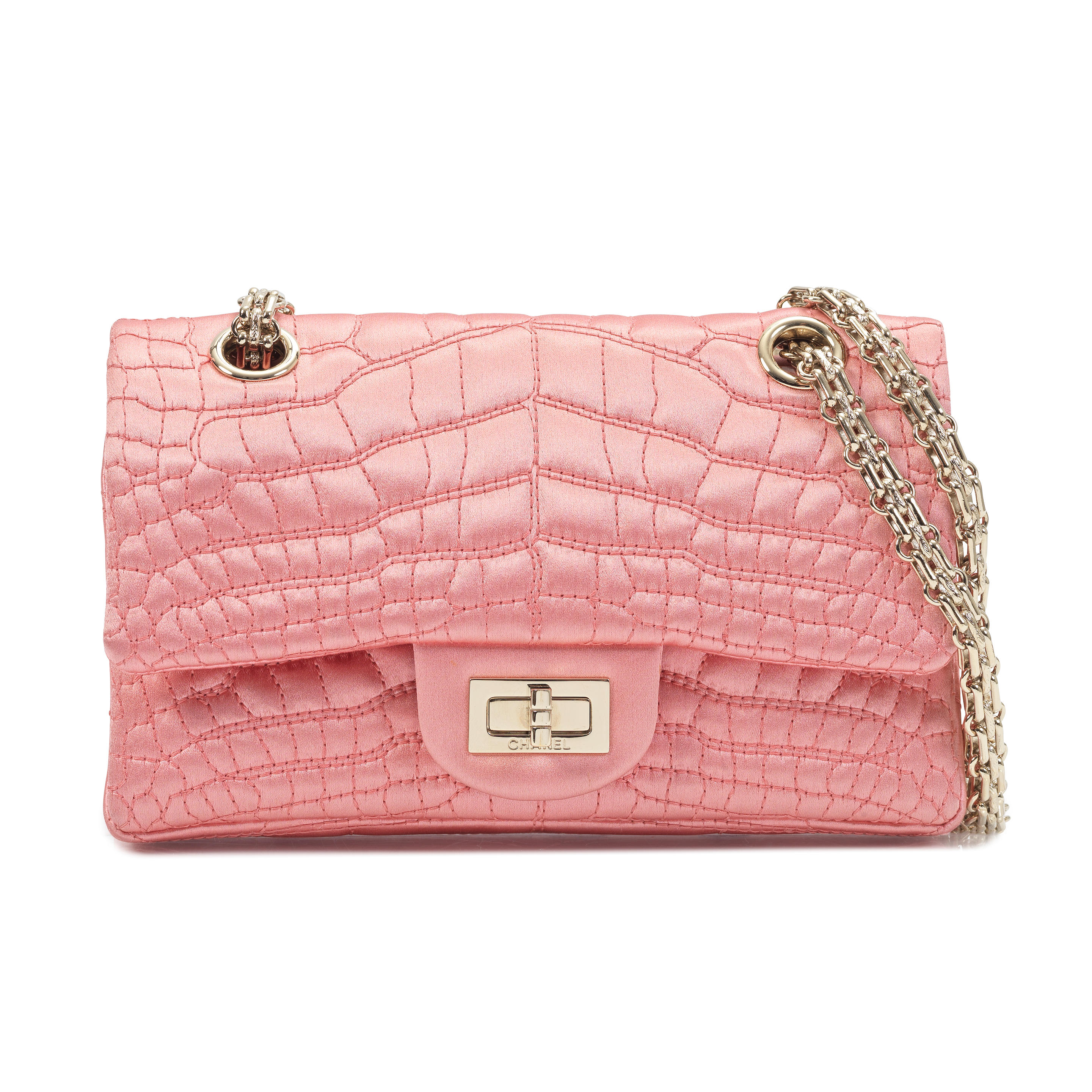 Bonhams : Chanel a Pink Crocodile Satin Reissue Mini Double Flap Bag  2008-09 (includes serial sticker, authenticity card and dust bag)