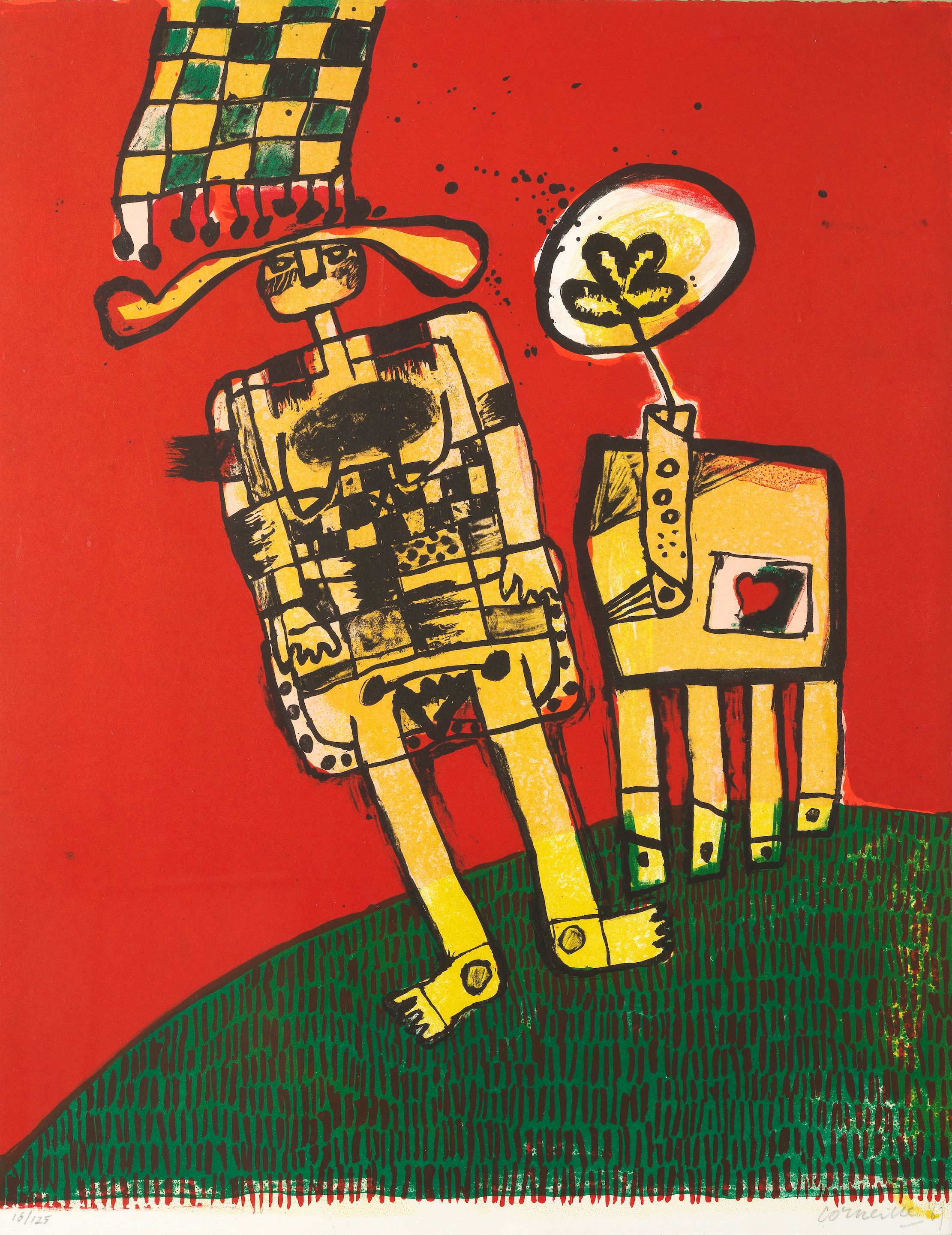 Guillaume CORNEILLE : Tête pensive - Lithographie signée main image 1
