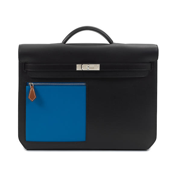 Sold at Auction: Hermès: a Black, Bleu Hydra and Fauve Colormatic