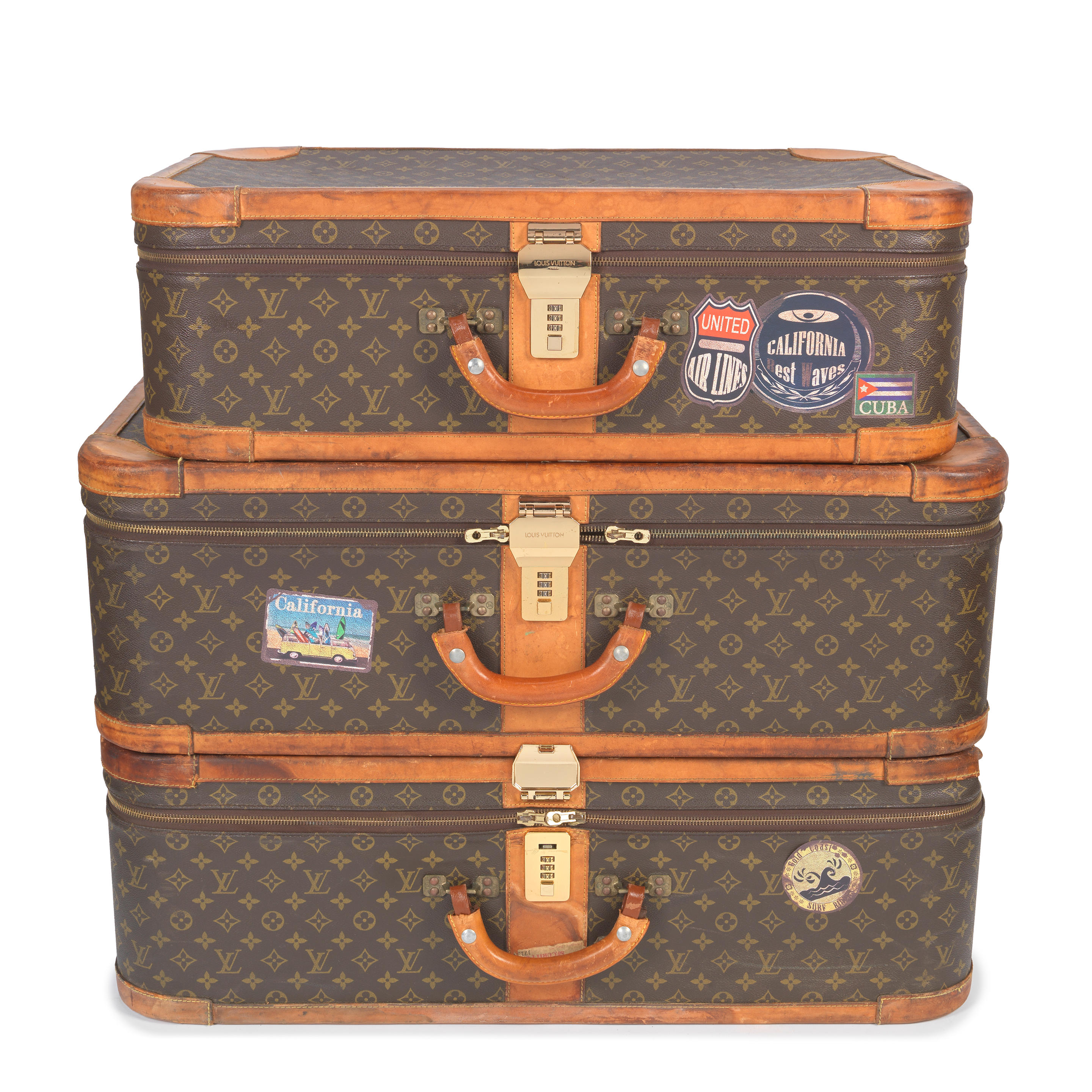 Sold at Auction: Louis Vuitton 3 Stratos Suitcase Set Trunk