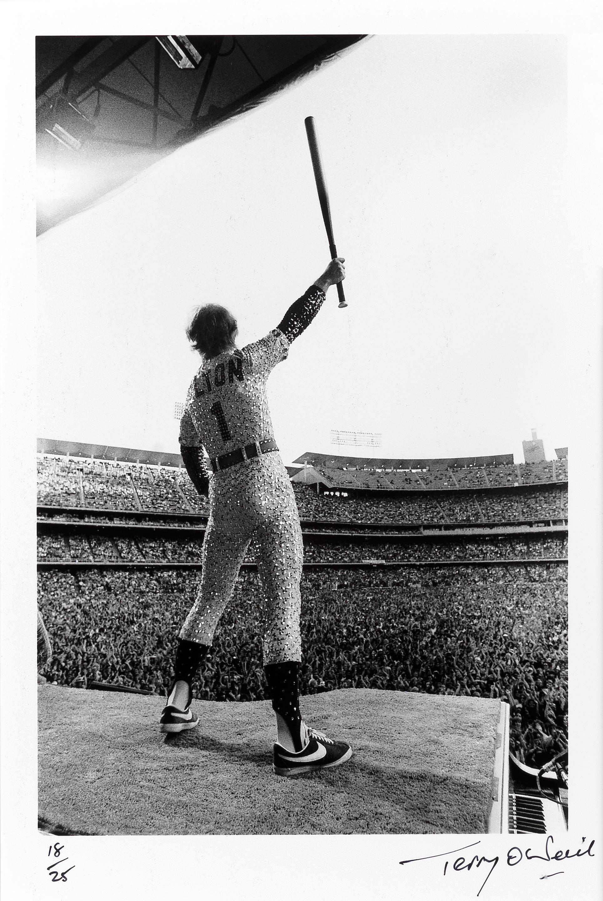 Elton John at Dodger Stadium by Terry O'Neill for Sale