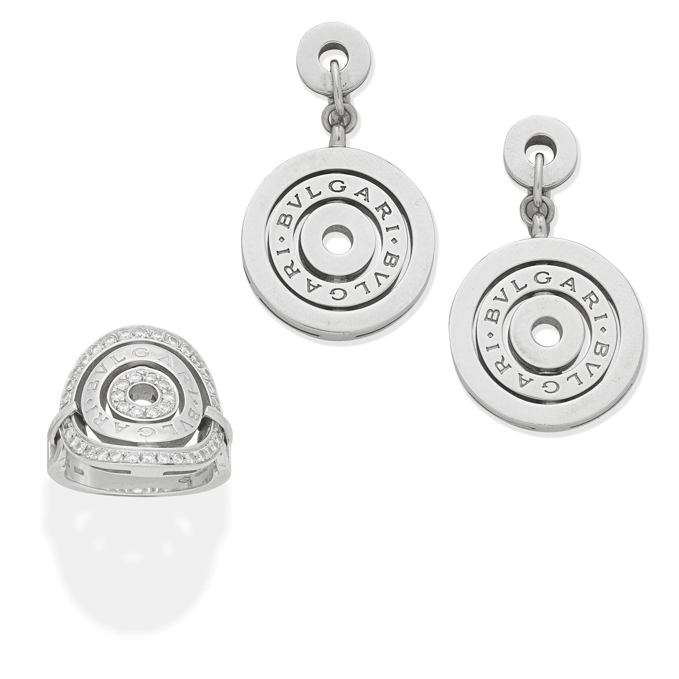 Bonhams : BULGARI 'ASTRALE' EARCLIPS AND RING SUITE (2)