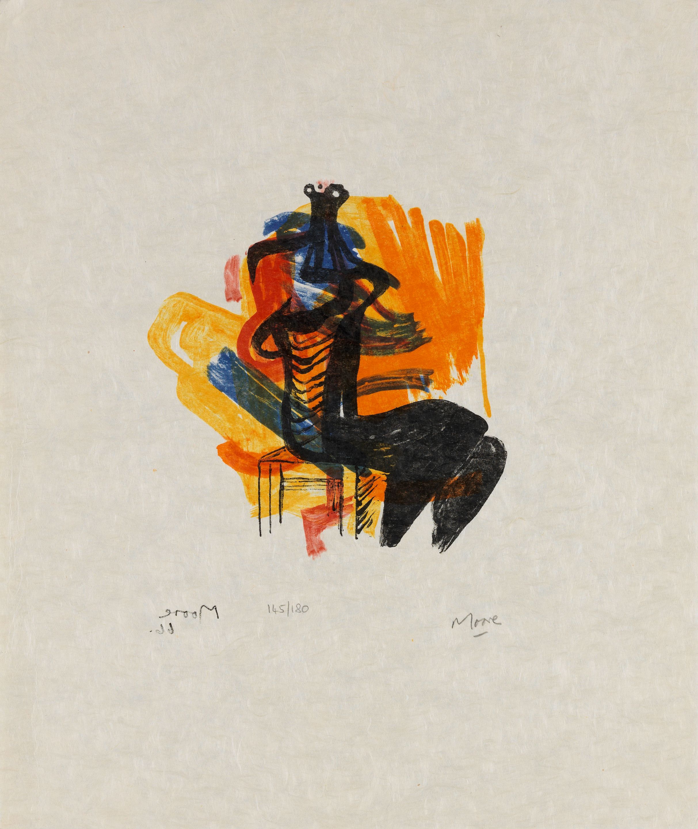 Black Seated Figure on Orange Ground