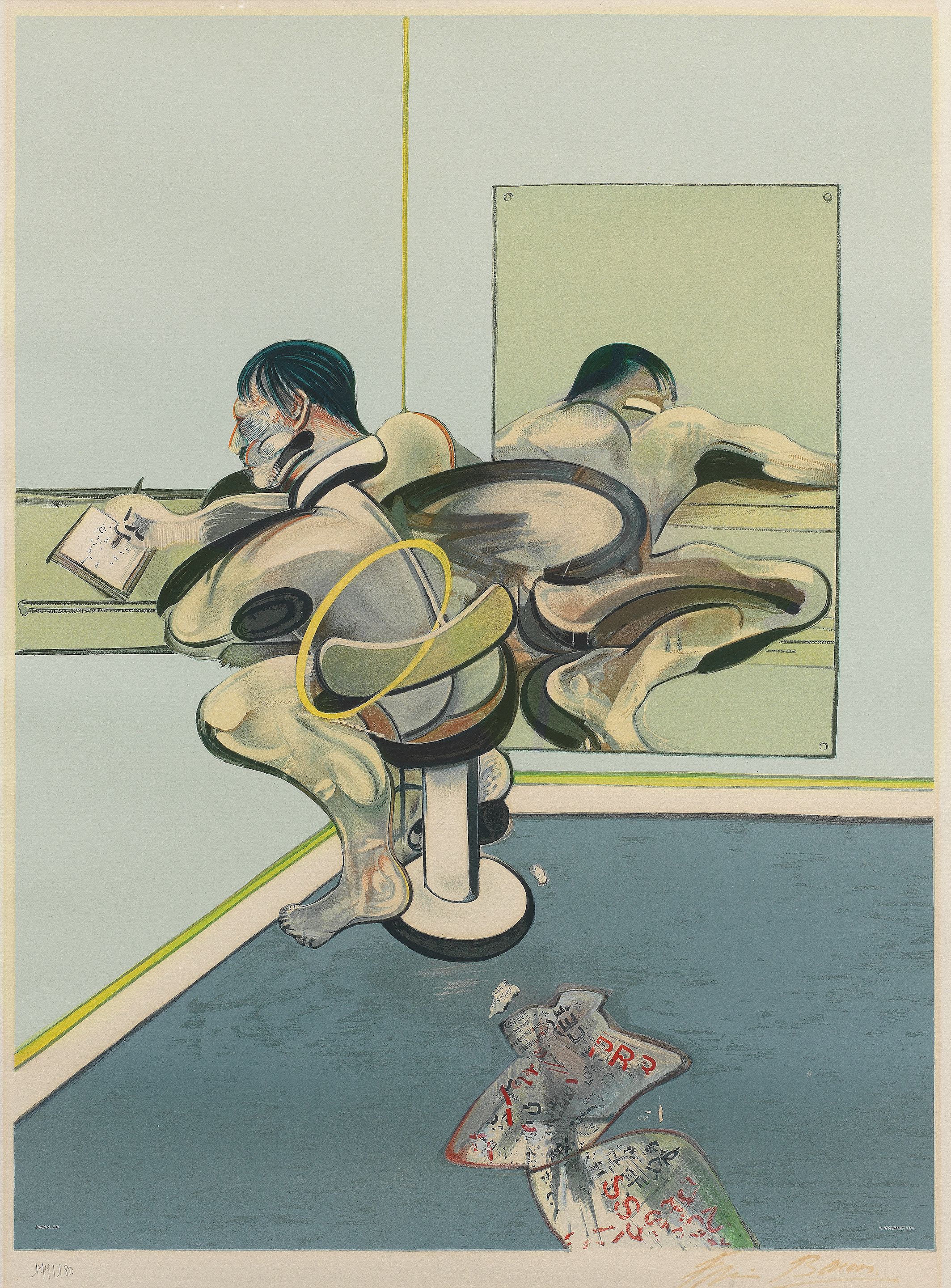 Figure Writing Reflected in a Mirror