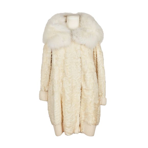 Veste Manteau Ermanno Scervino Femme, Fourrure Lapin Véritable, Bleu/blanc, Taille S