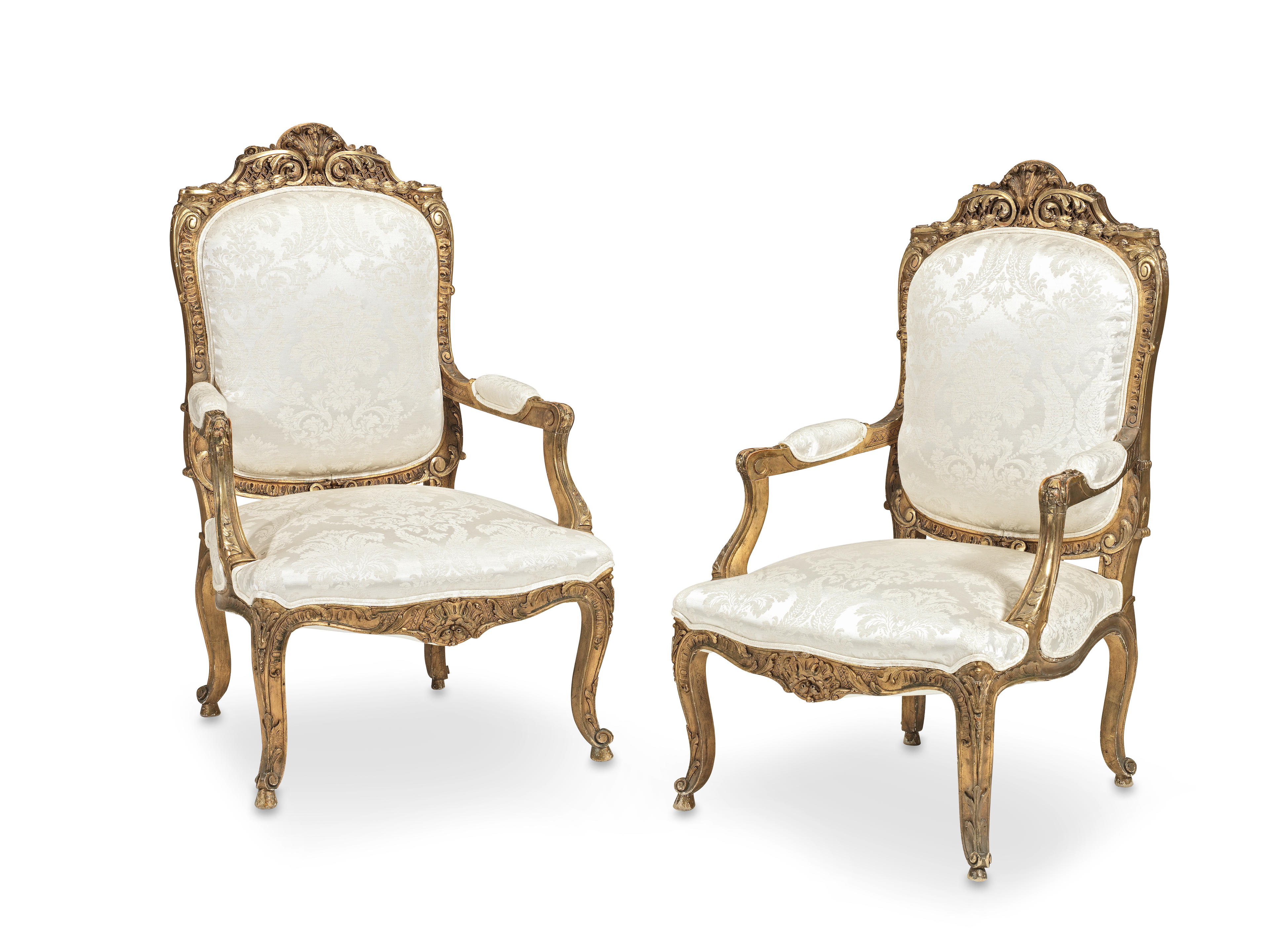 Pair of French, Louis XIV style fauteuils a la Reine