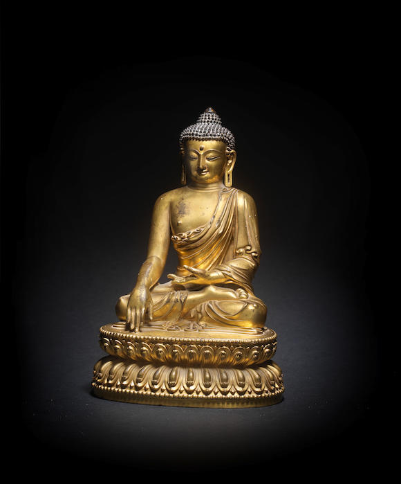 Bonhams : A MAGNIFICENT GILT-BRONZE FIGURE OF SHAKYAMUNI BUDDHA Yongle ...