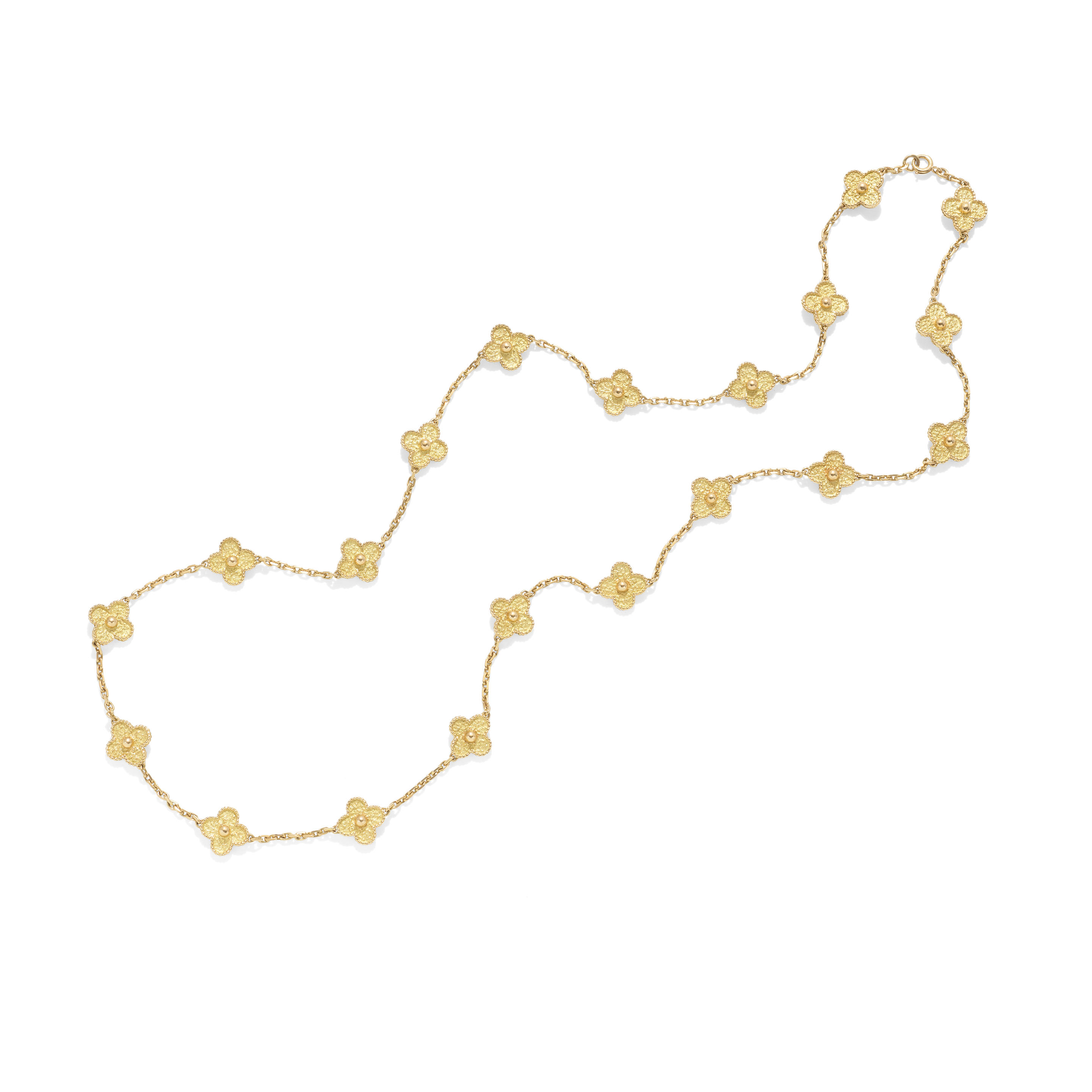 Bonhams : VAN CLEEF & ARPELS GOLD 'ALHAMBRA' NECKLACE