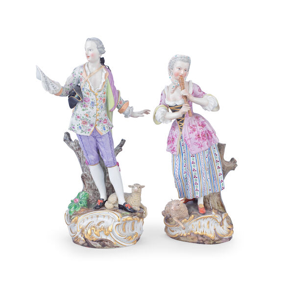 Bonhams : A matched pair of late 19th century Meissen porcelain figures ...