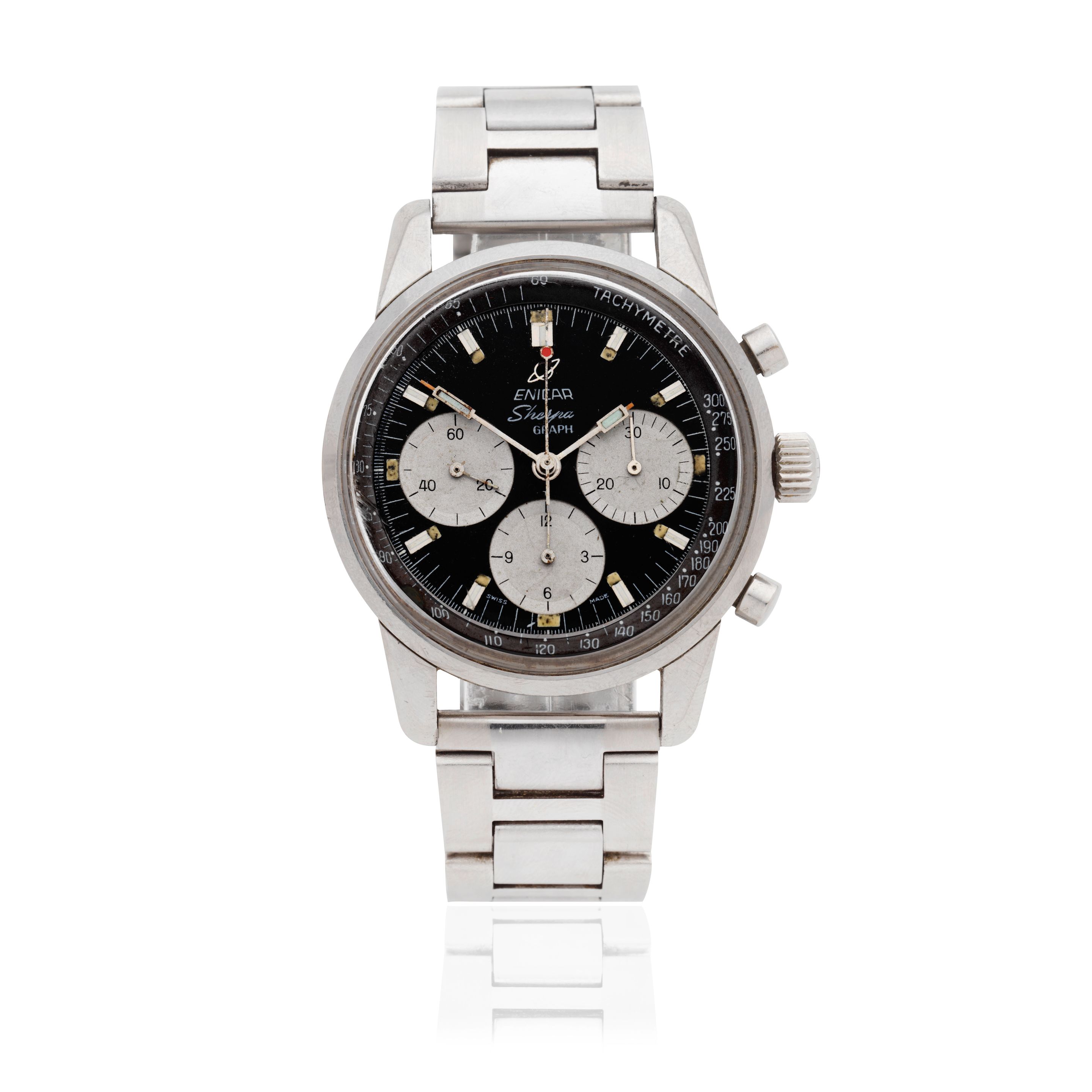 Bonhams A stainless steel manual wind chronograph