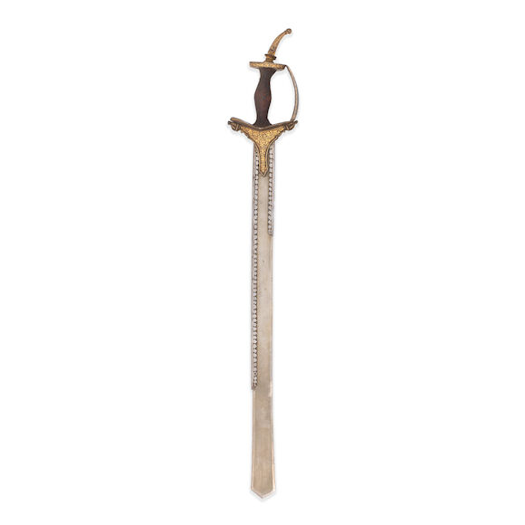 Bonhams : A gold-koftgari steel sword (khanda) India, 19th Century