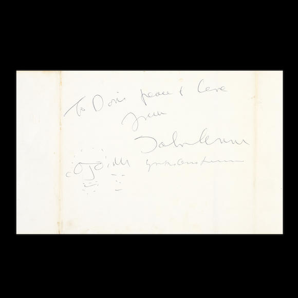 Bonhams John Lennon And Yoko Ono An Autographed Self Caricature Early 1970 2625