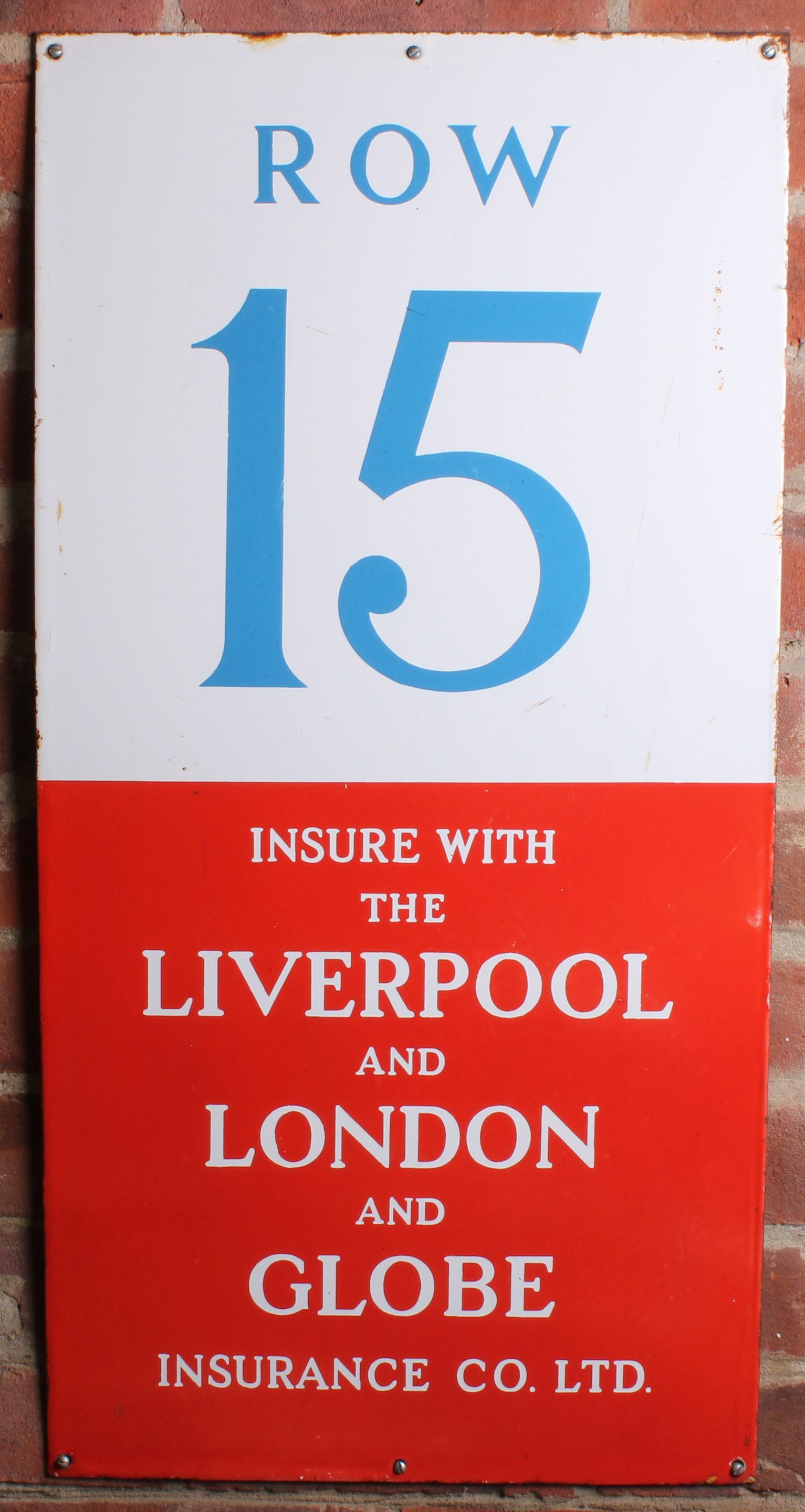 Bonhams Cars : A Row 15 enamel sign, ((2))