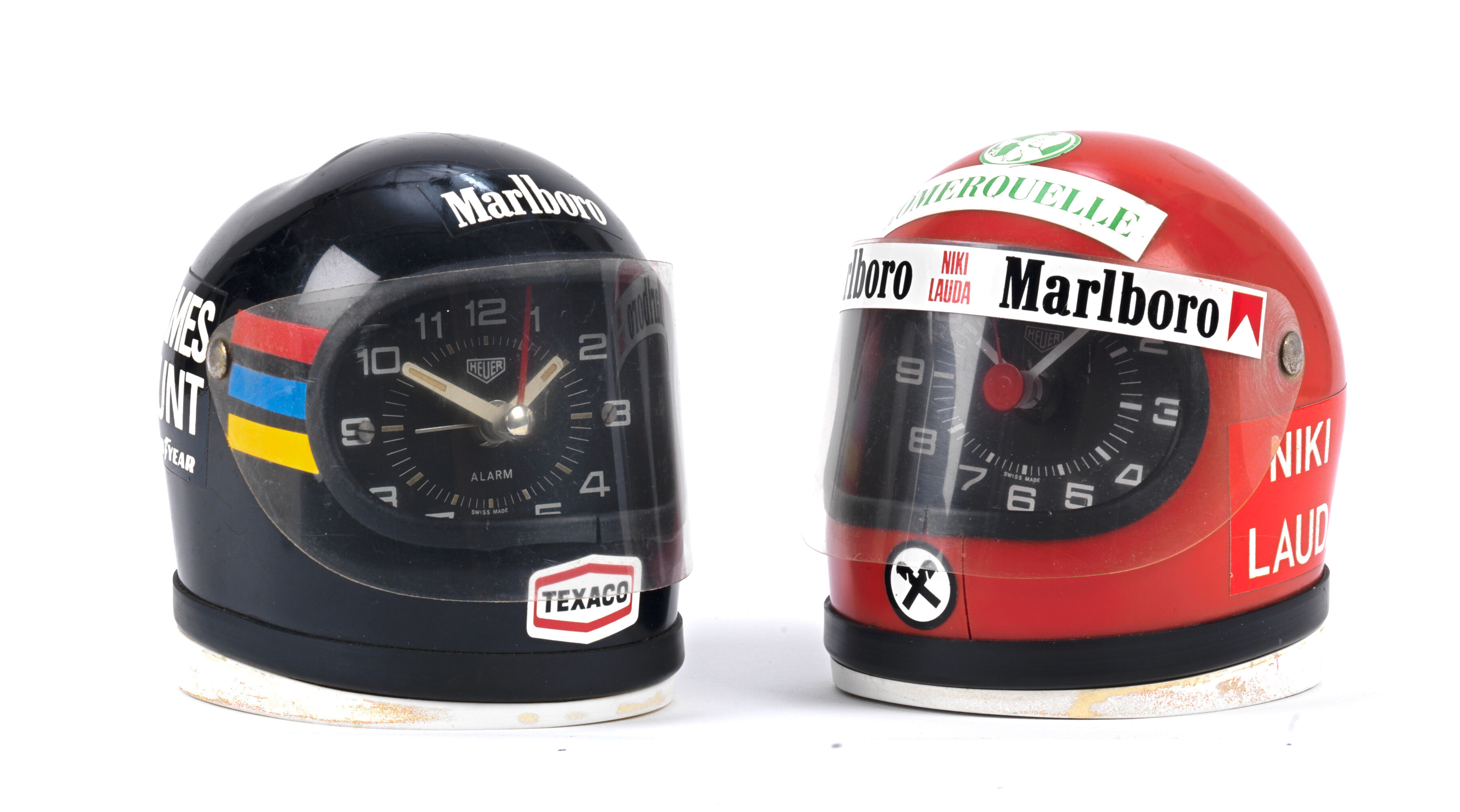 Bonhams Cars : Two Heuer 'James Hunt' and 'Niki Lauda' miniature helmet ...