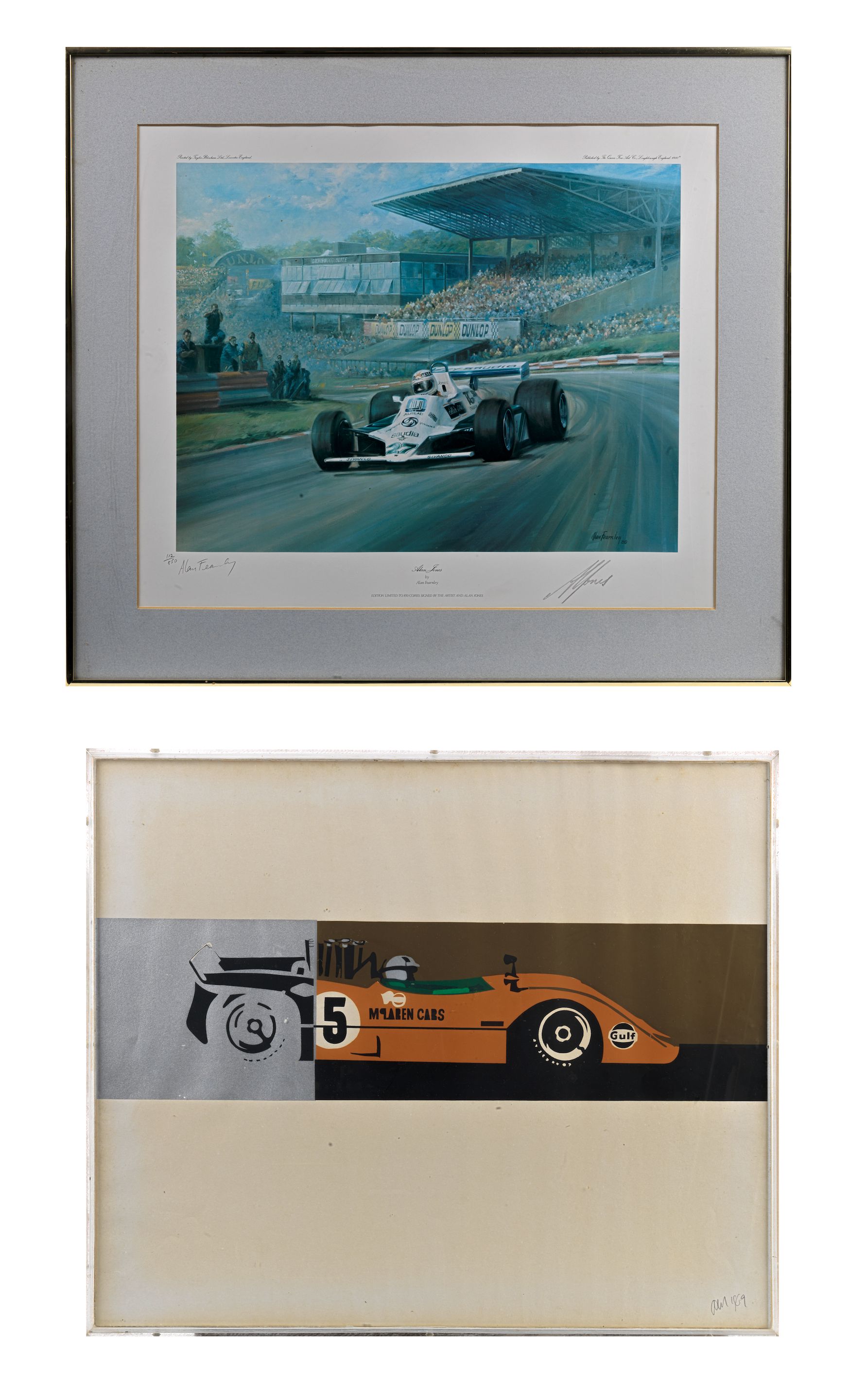 Bonhams Cars Two framed motorsport prints, ((2))