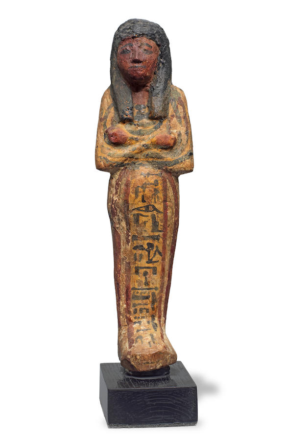 Bonhams : An Egyptian wood polychrome painted shabti for the Chief ...