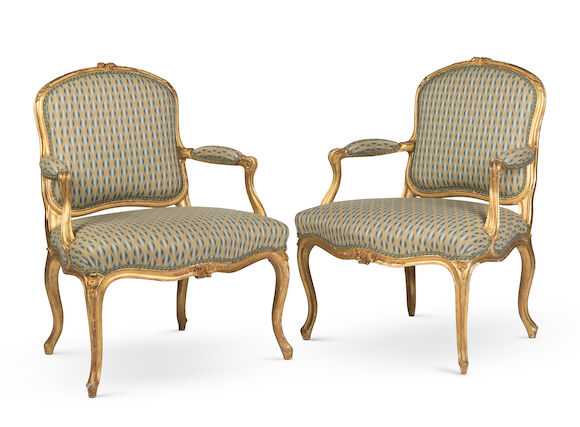 Bonhams : A pair of 19th century French giltwood fauteuilsIn the Louis ...