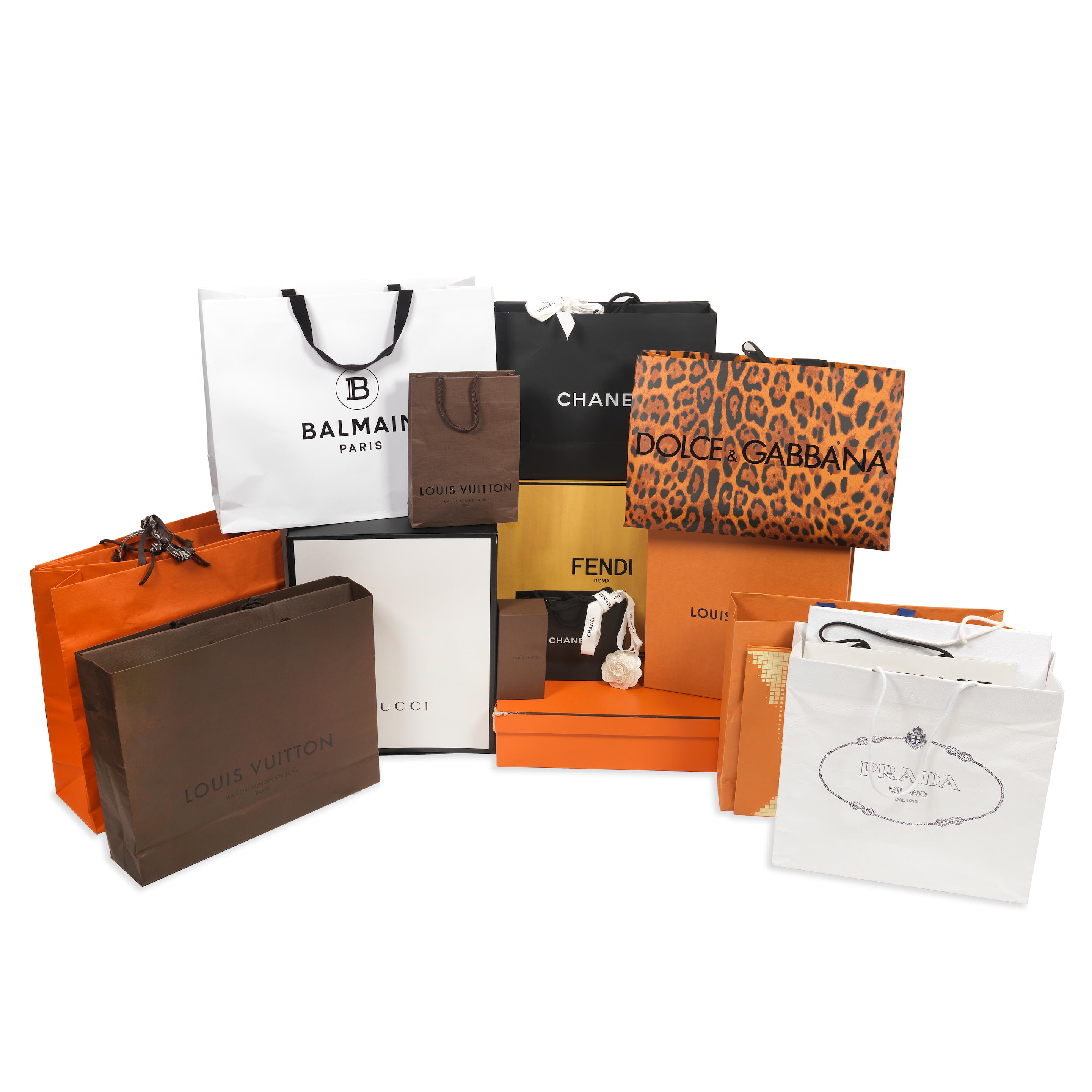 Sold at Auction: LARGE GROUPING OF DESIGNER BOXES & SHOPPING BAGS