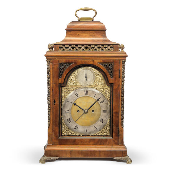 Bonhams A mid 18th century mahogany table clock with calendar Eardley