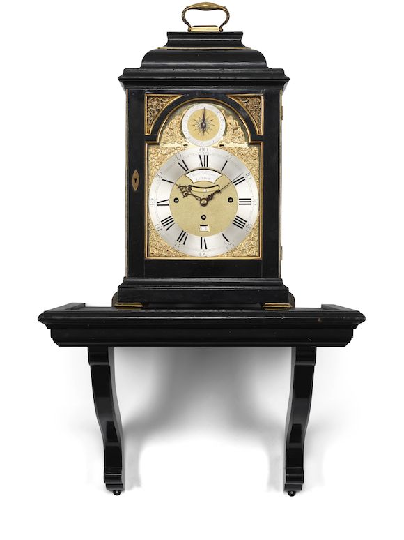 Bonhams : An 18th Century brass-bound ebonised two-tune table clock ...