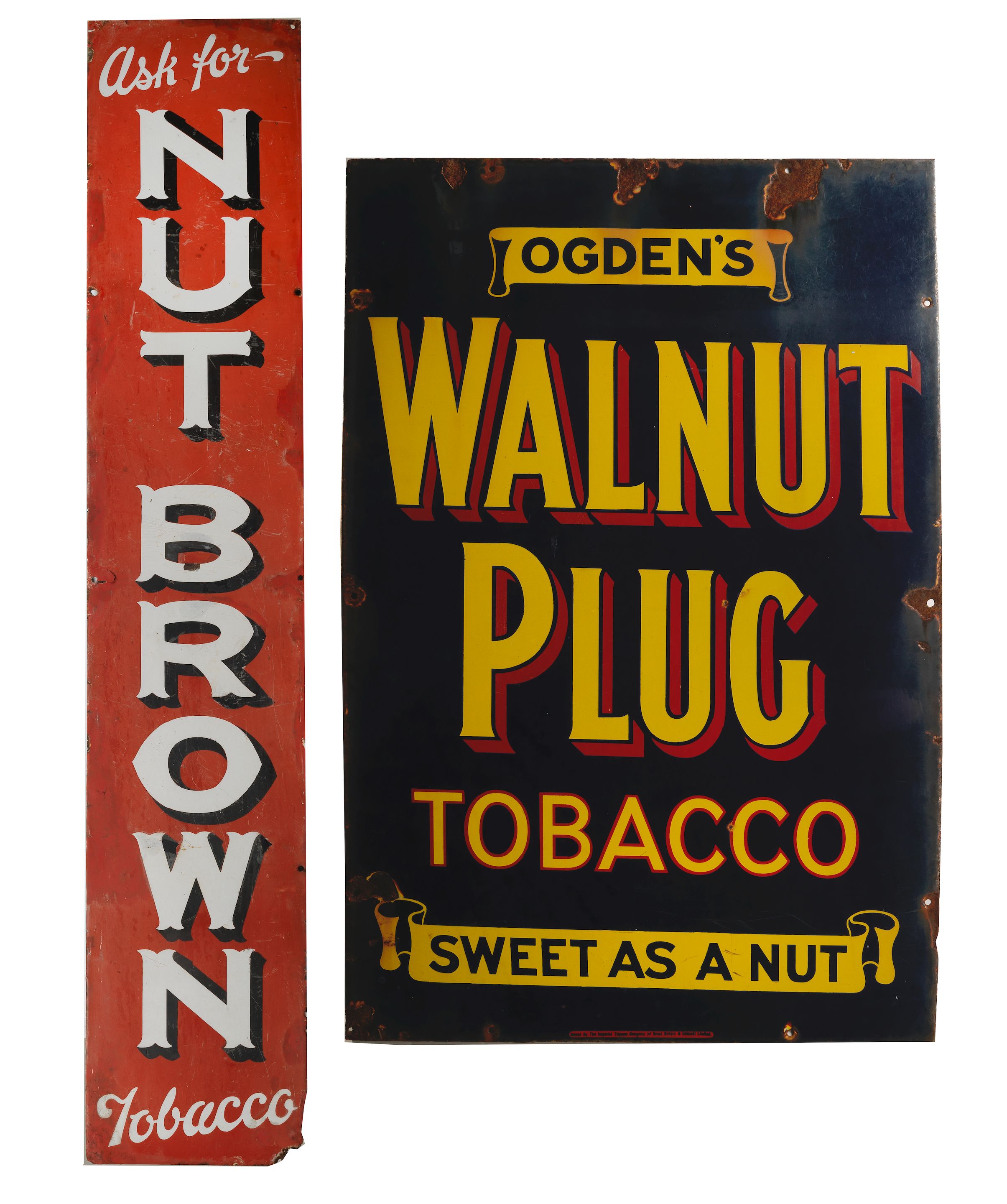 Bonhams Cars : Two Tobacco company enamel advertising signs, ((2))
