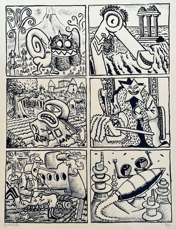 Hervé DI ROSA - La famille, 1992 - Lithographie originale signée au