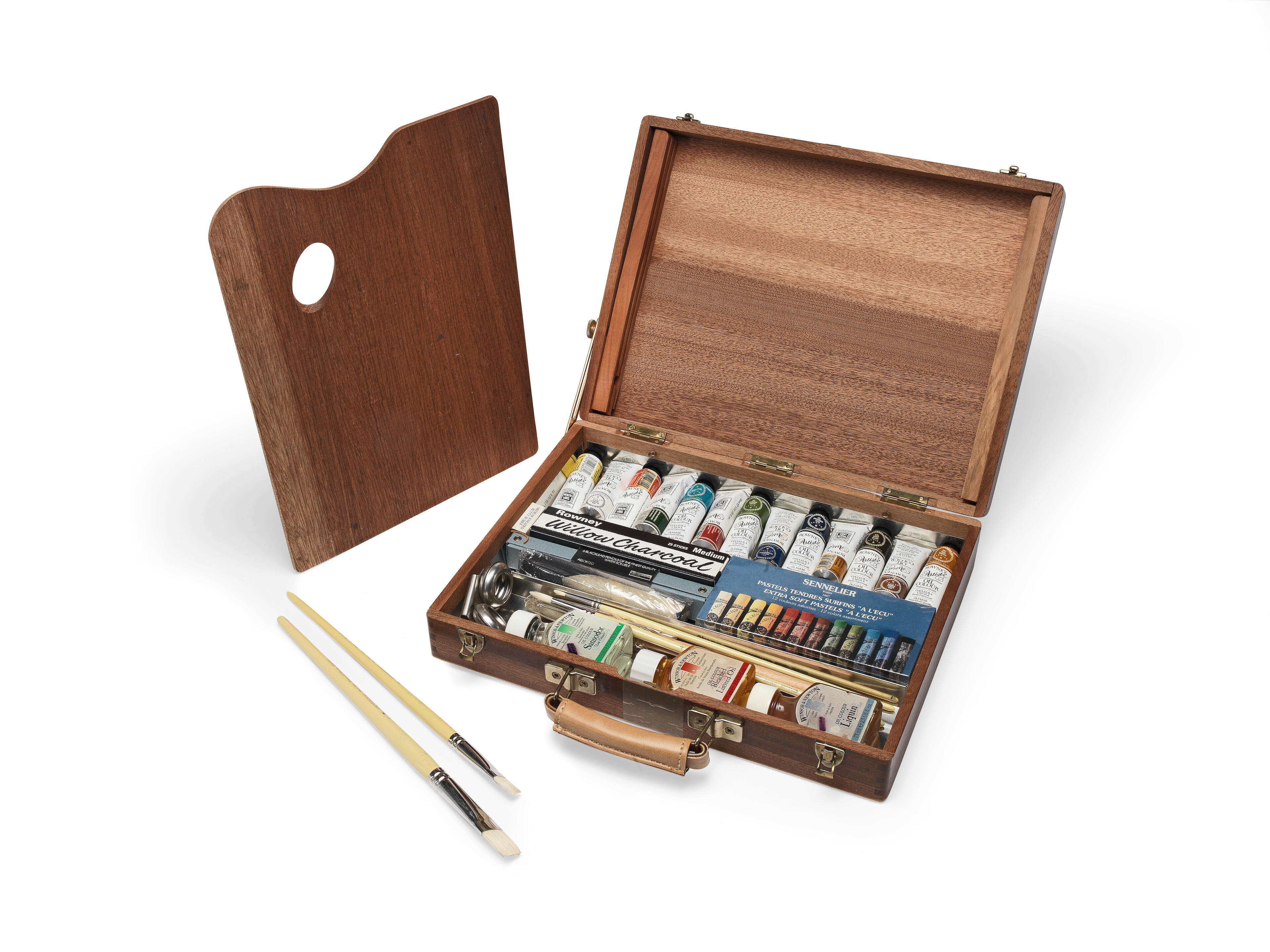Bonhams A Rowney artist's wooden paint box complete with oil paints