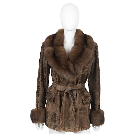 Bonhams : Hockley a Brown Astrakhan and Mink Brown Coat