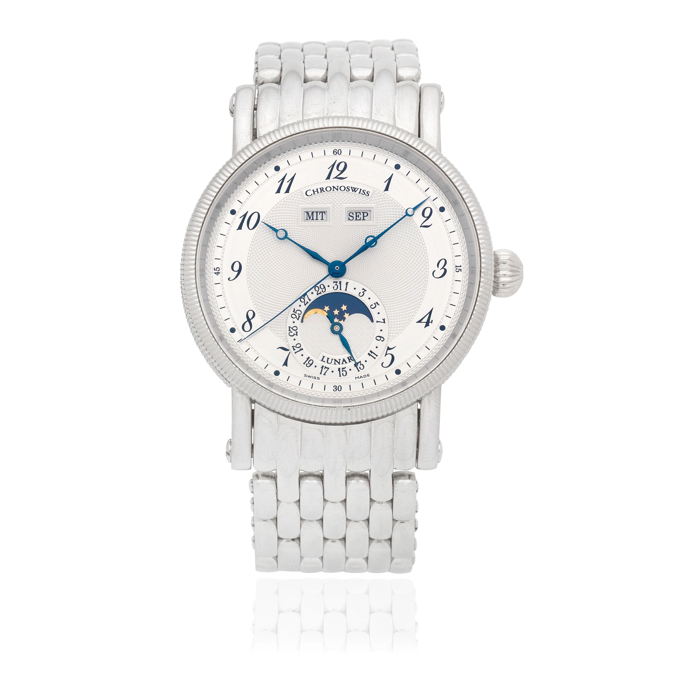 Bonhams A stainless steel automatic triple calendar