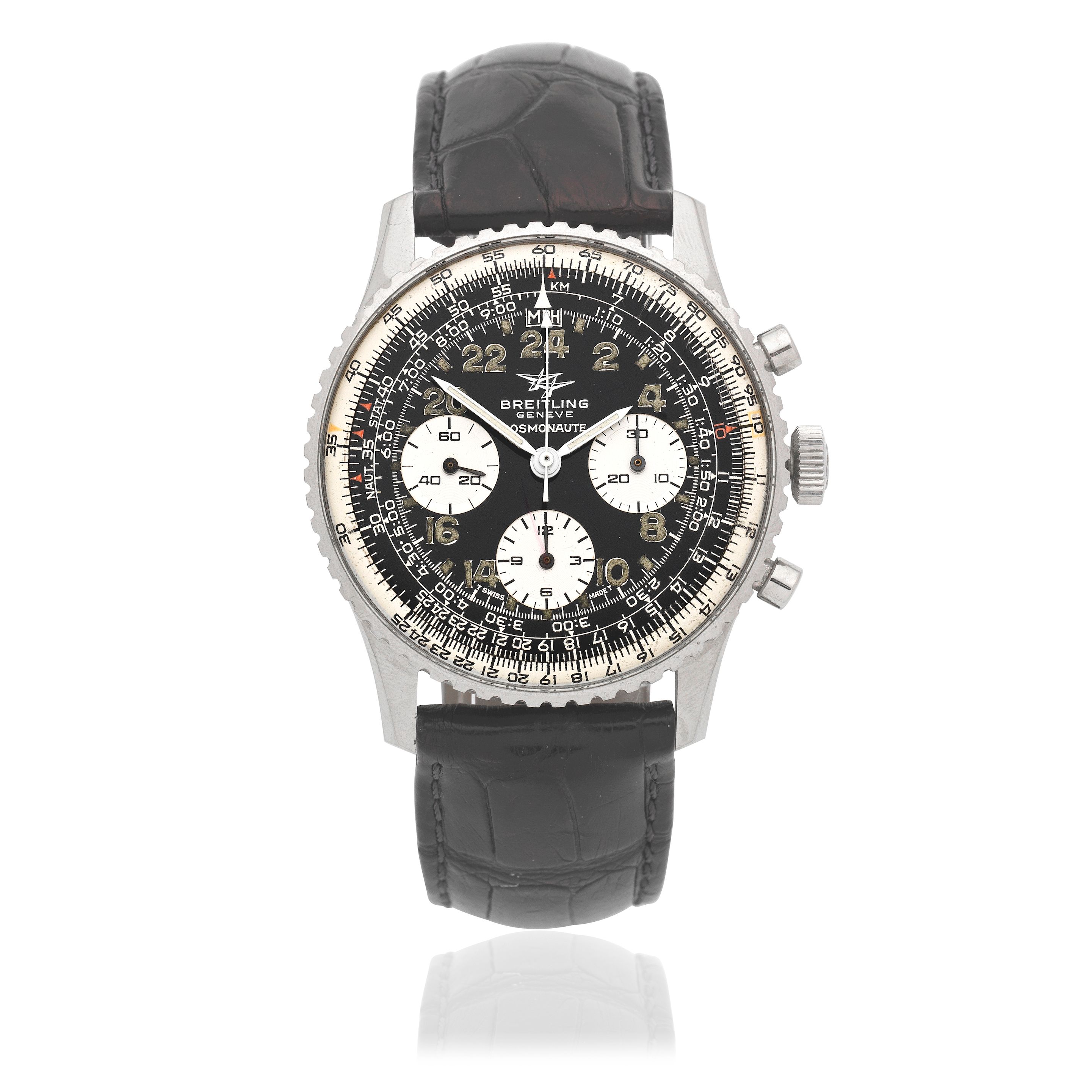 Bonhams A stainless steel manual wind chronograph