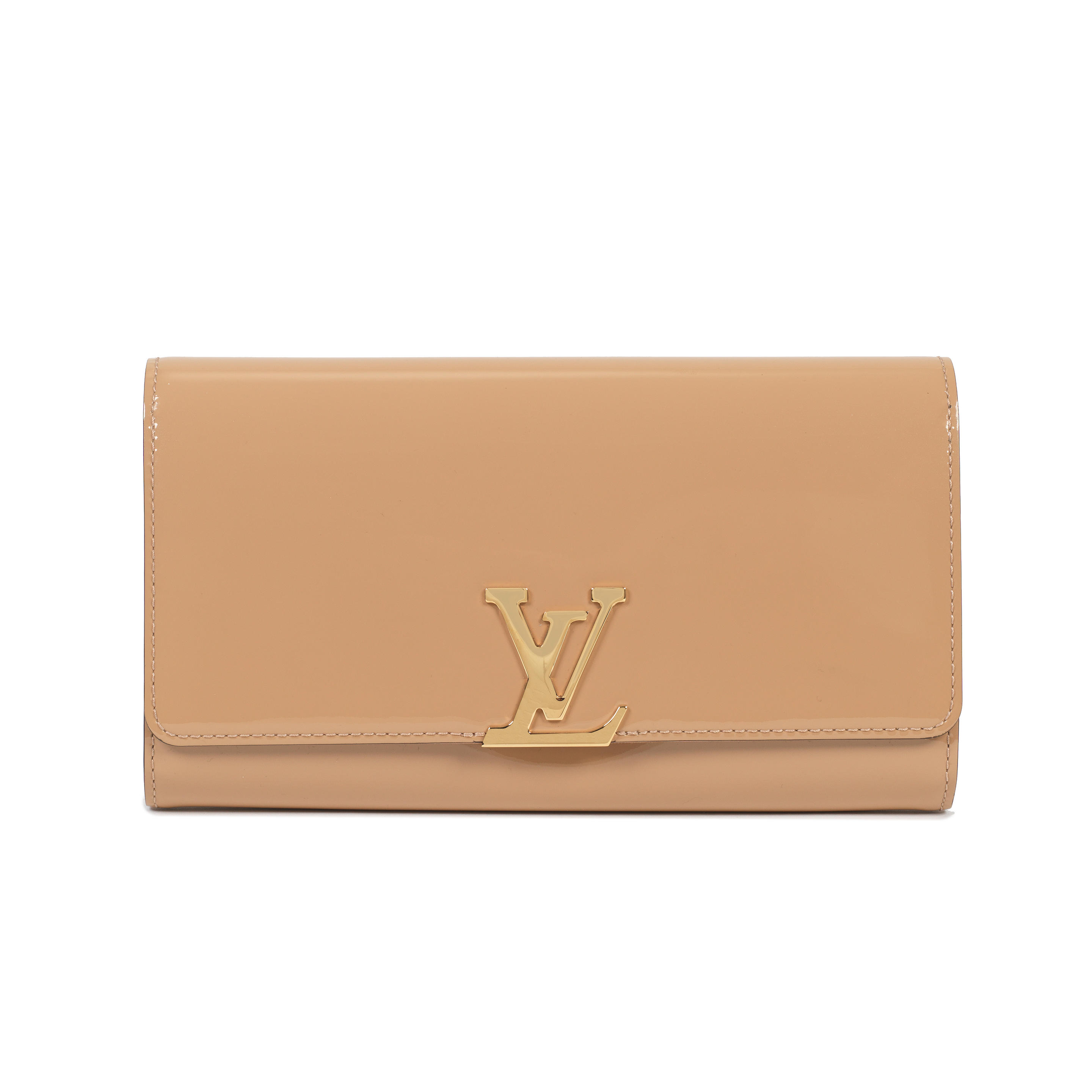Louise patent leather clutch bag Louis Vuitton Beige in Patent
