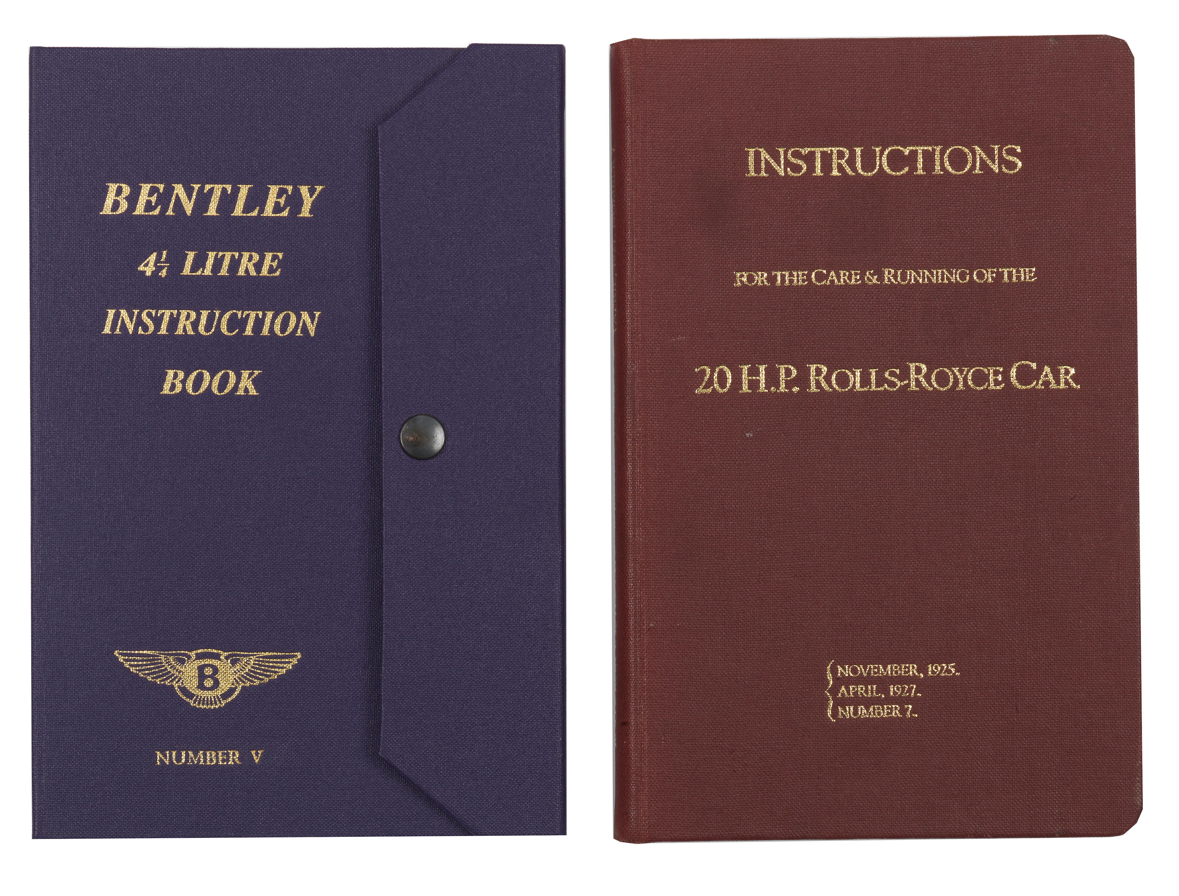 Bonhams Cars : Two reprinted Rolls-Royce and Benley instruction books,