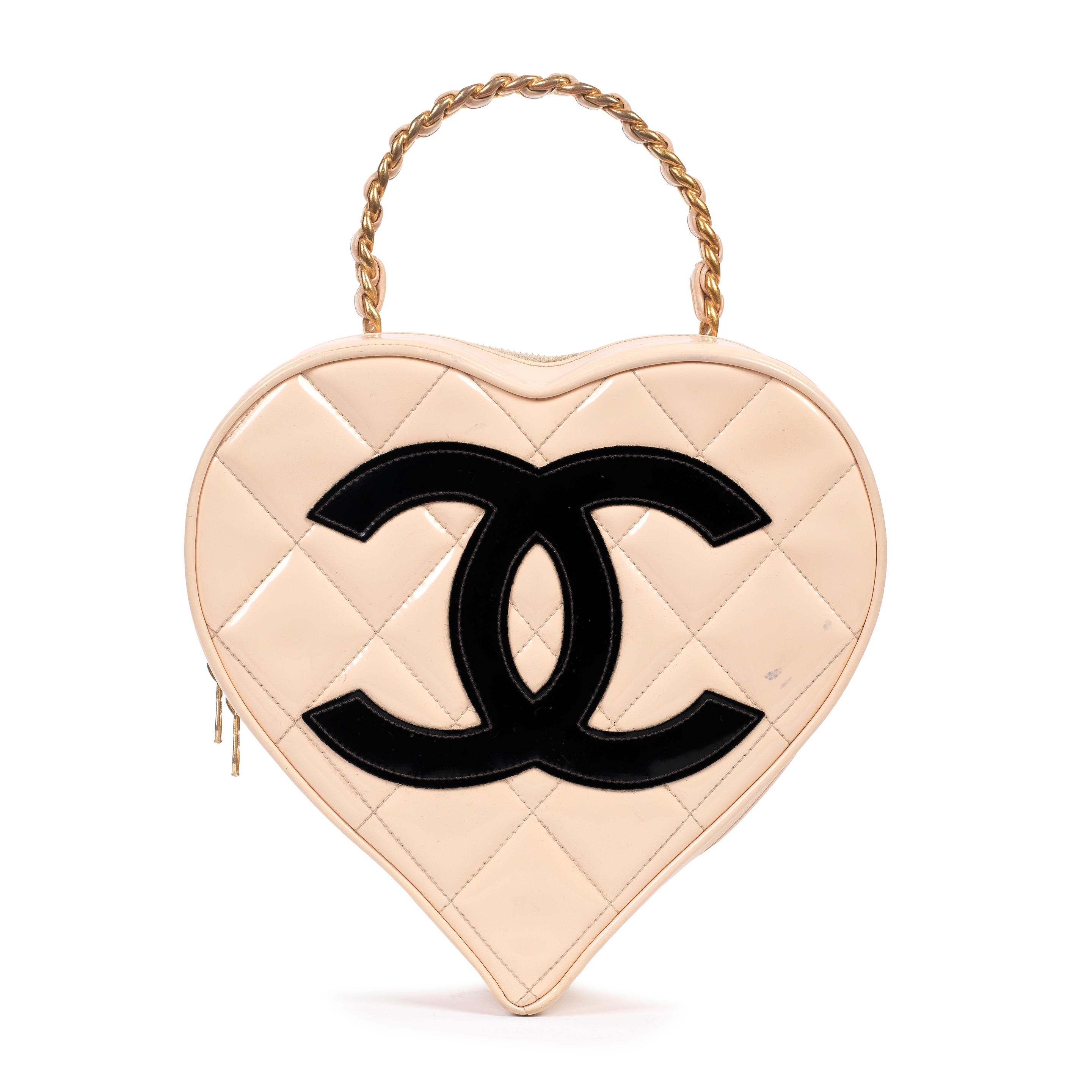 Karl Lagerfeld for Chanel a Beige Patent Leather Heart Vanity Bag Spring  1995 (includes serial sticker, authenticity card and box) - Bonhams