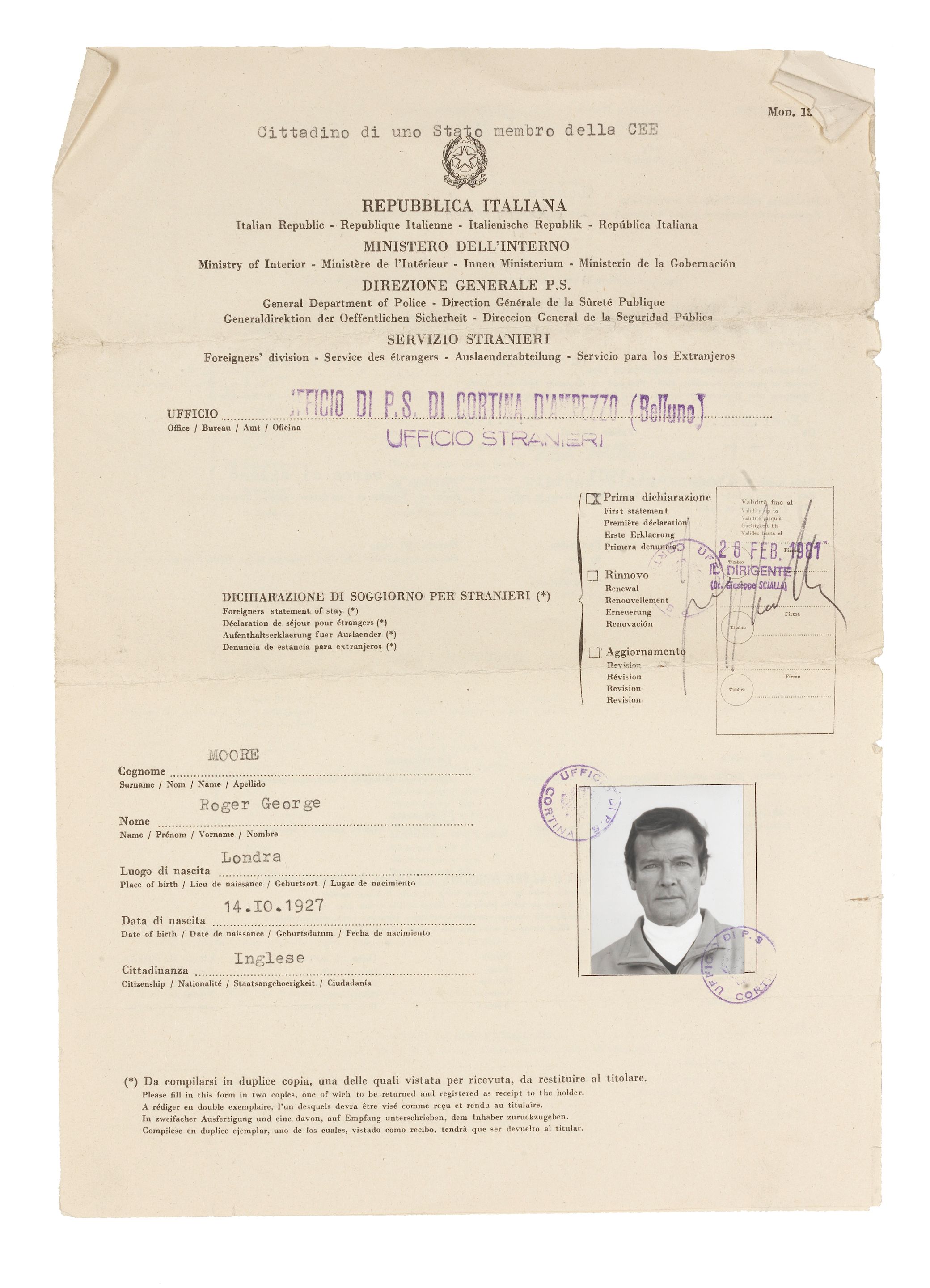 Bonhams A group of international travel documents including a permit