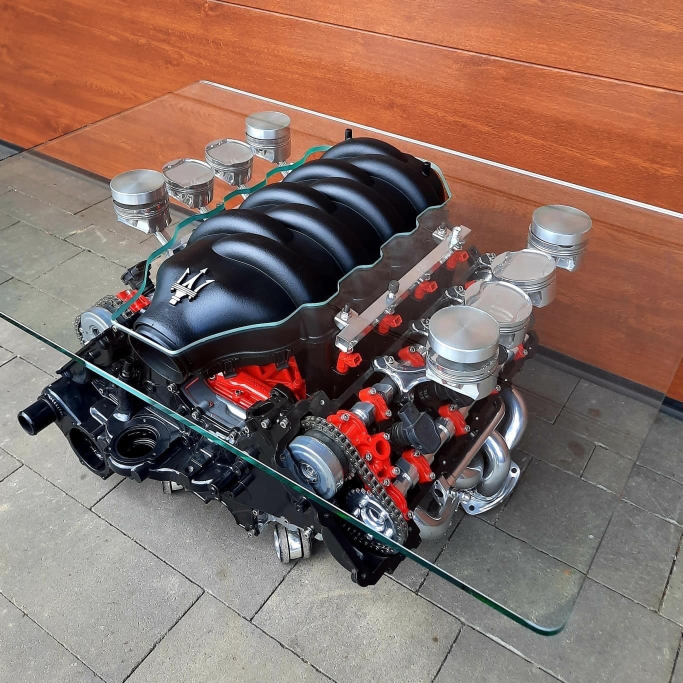 Bonhams Cars : A Maserati Quattroporte 4.2 V8 engine coffee table,