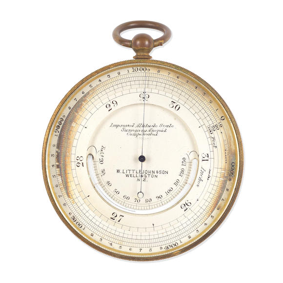 Bonhams : Two Brass Watch-Form Pocket Barometers, England & New Zealand ...