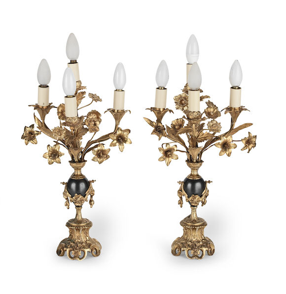 Bonhams : A pair of late 19th century French gilt bronze mounted four ...