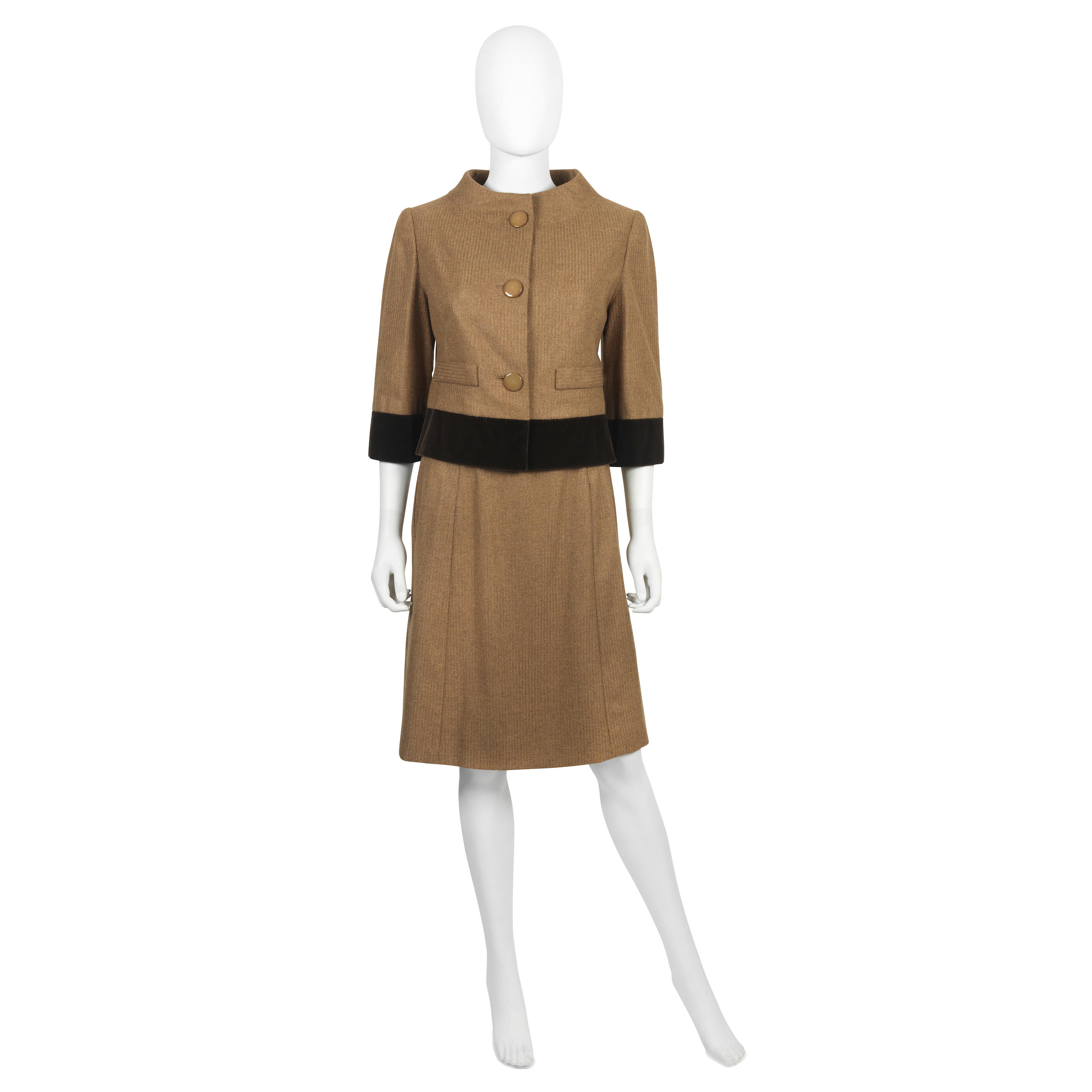 Louis Vuitton Leather Trim Graphic Tweed Mini Skirt