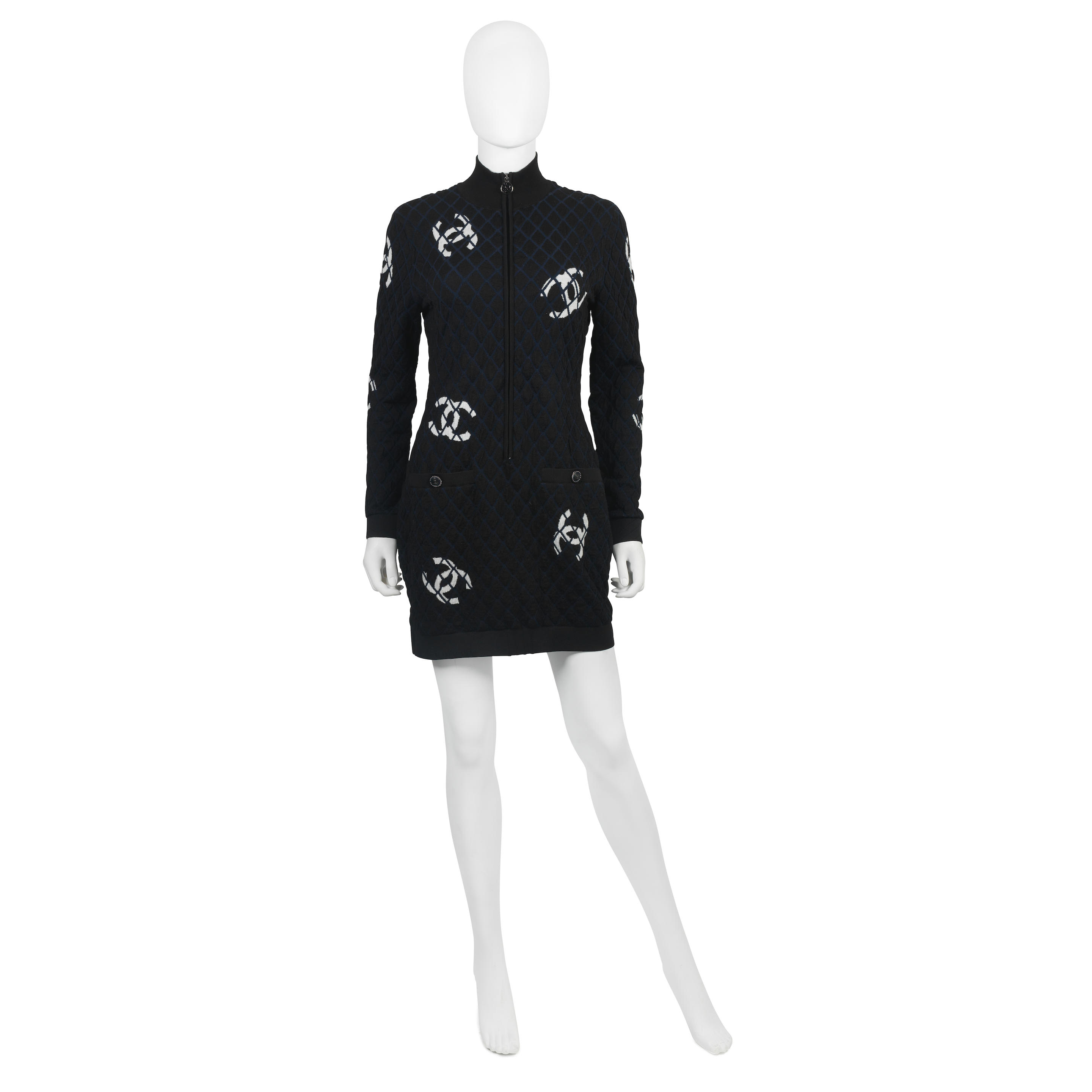 Bonhams : Virginie Viard for Chanel a Black and Navy CC Zipped Dress Coco  Neige 2019