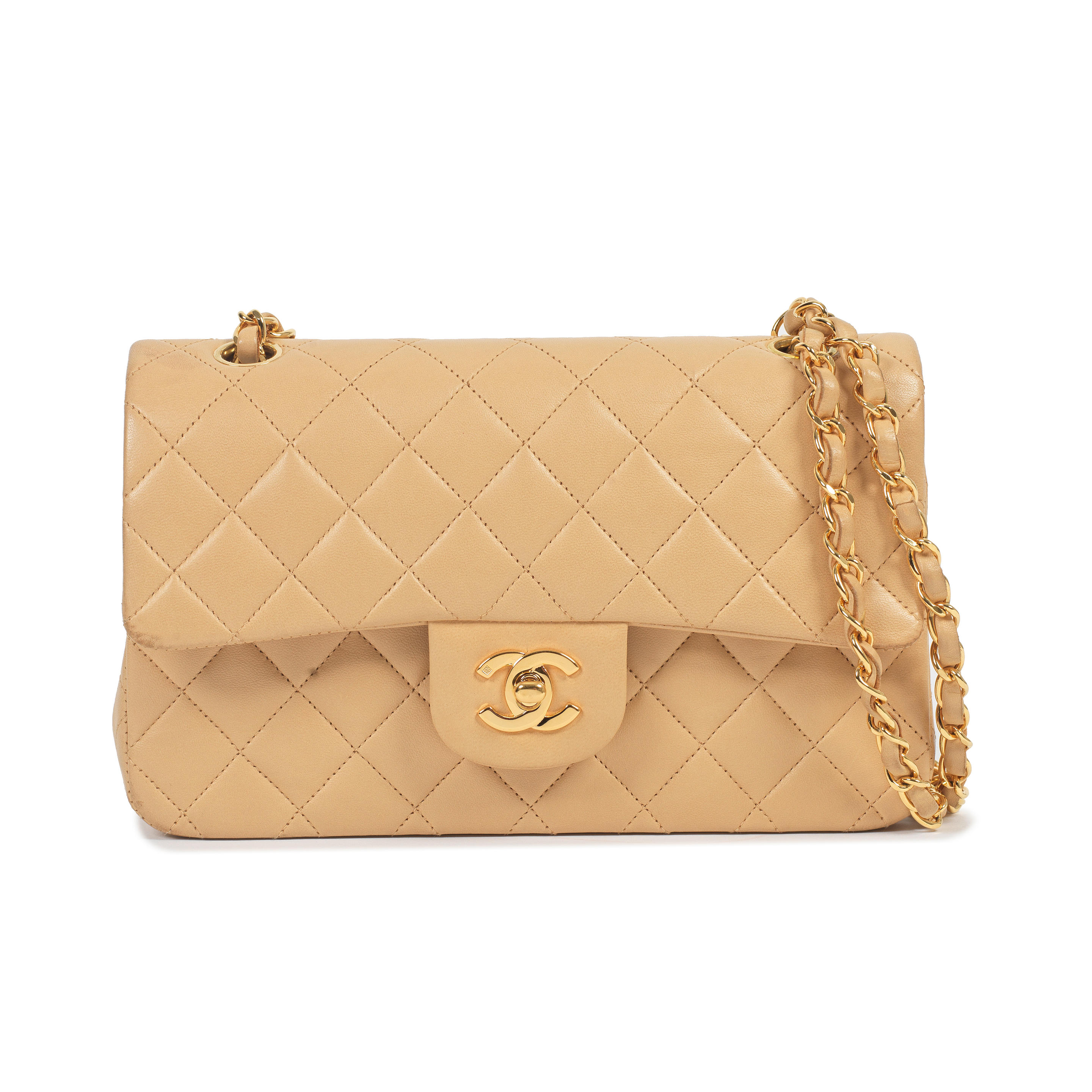 Bonhams : Karl Lagerfeld for Chanel a Beige Lambskin Small Classic Double  Flap Bag 1996-97 (includes serial sticker, authenticity card, care booklet,  felt protector, dust bag and box)