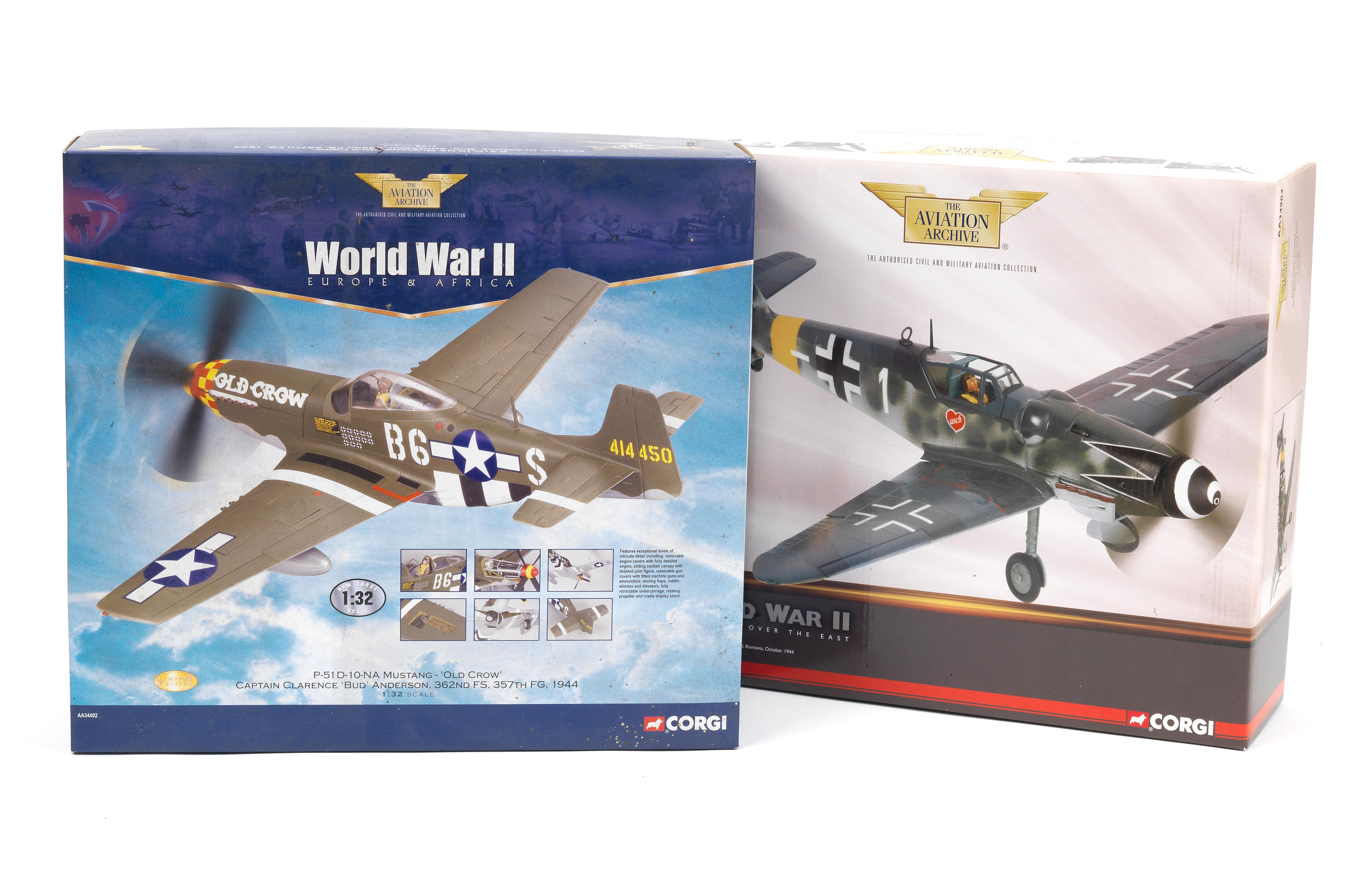 Bonhams Cars : Two boxed 132 scale die-cast metal model WWII fighter ...