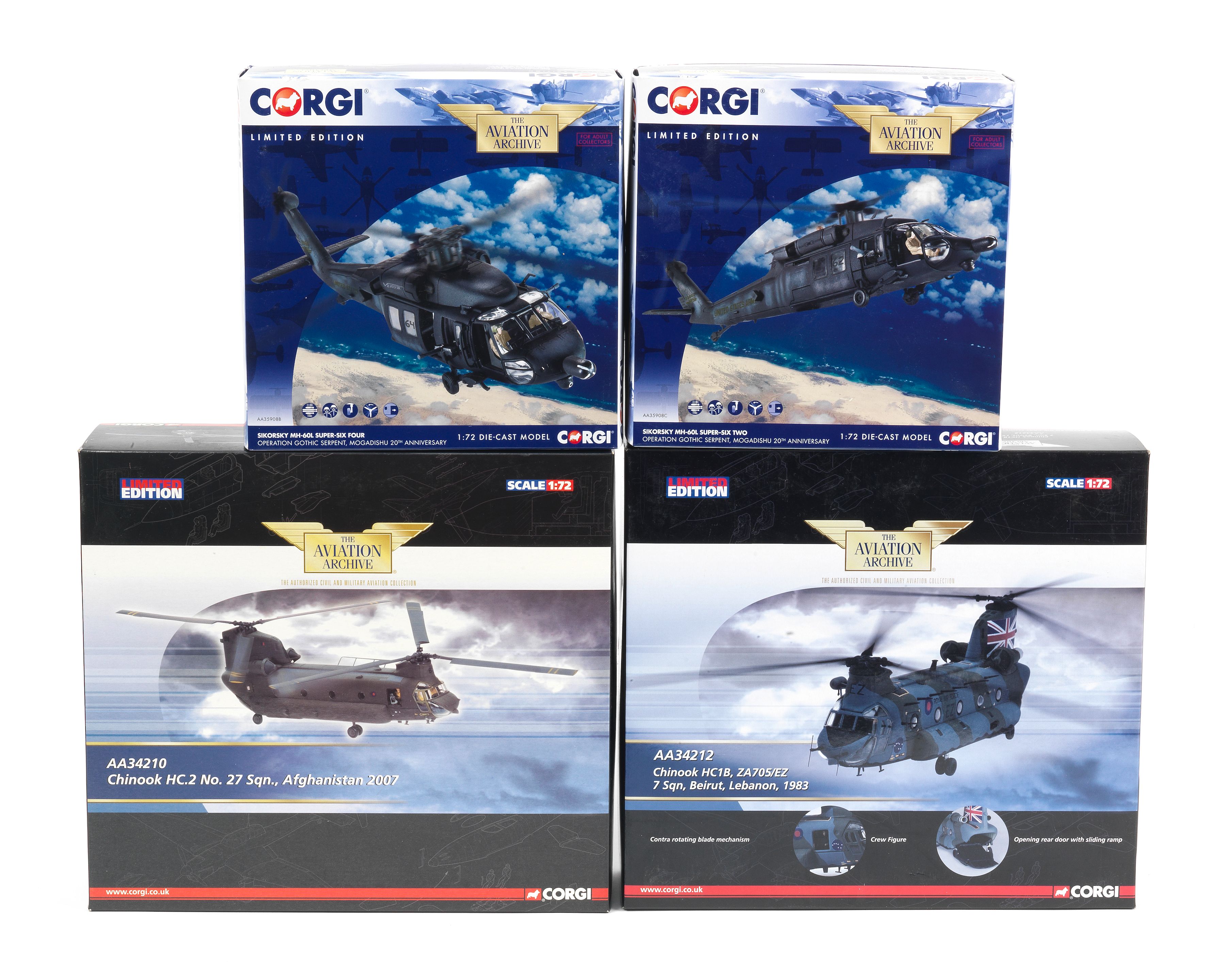 Bonhams Cars Four boxed 172 scale diecast metal model Helicopters by